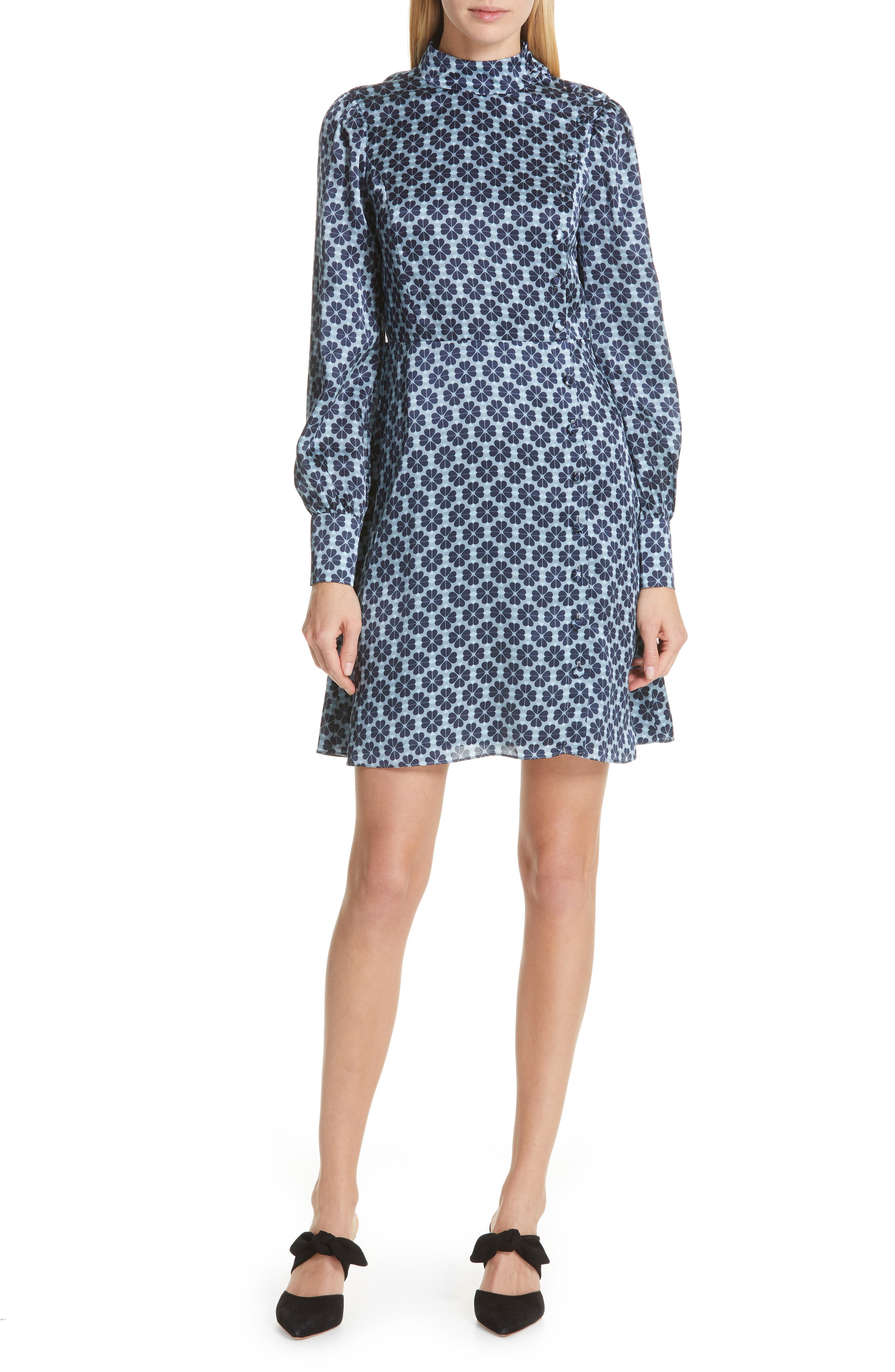 Kate Spade New York Floral Spade Silk Fit & Flare Dress