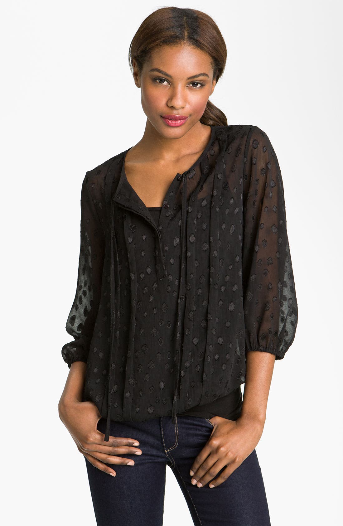 Pleione Swiss Dot Peasant Blouse Nordstrom