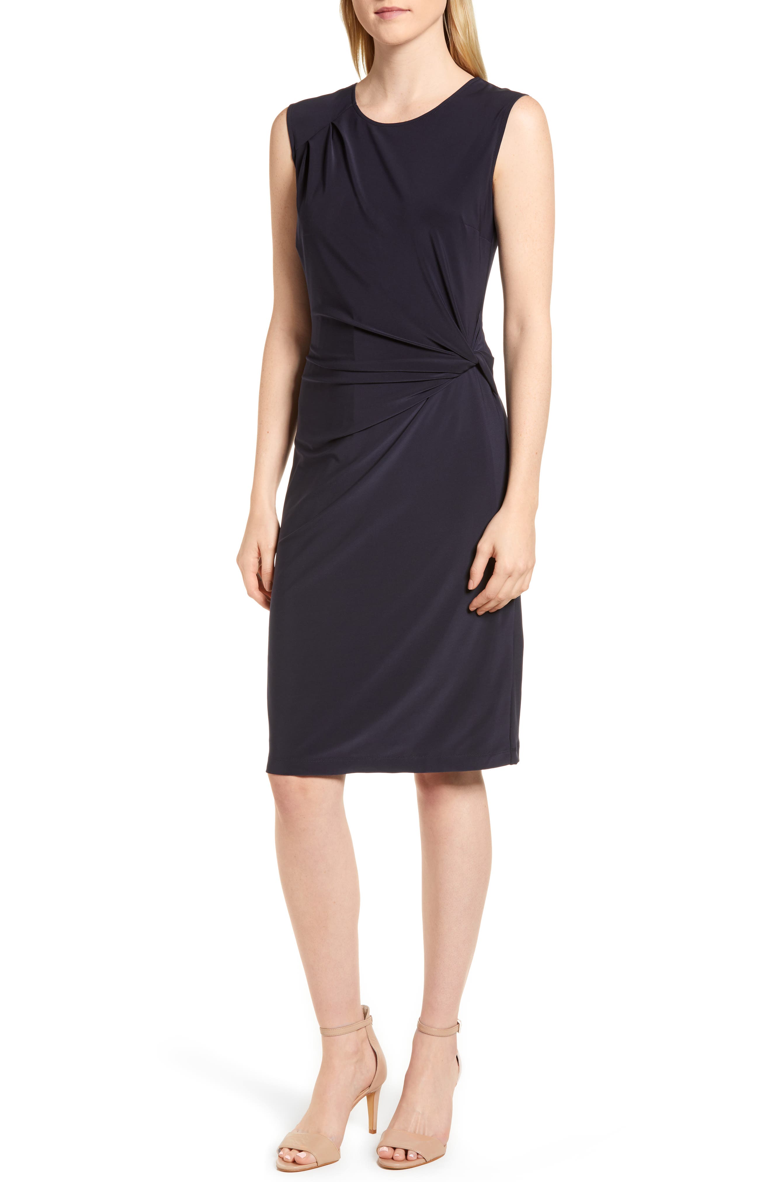 Nic+Zoe Twist Side Matte Jersey Dress, Blue