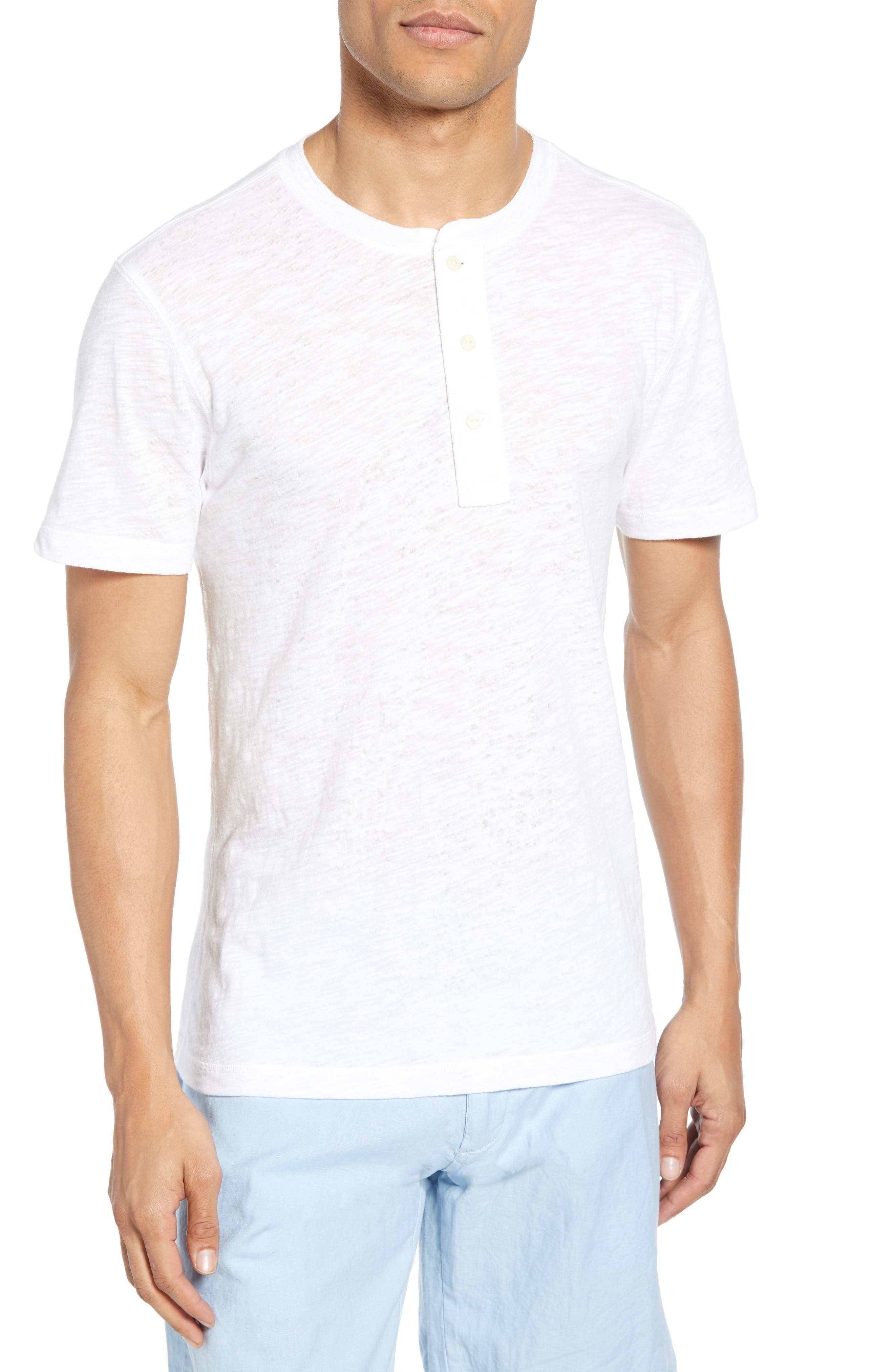 Faherty Heathered Henley, White