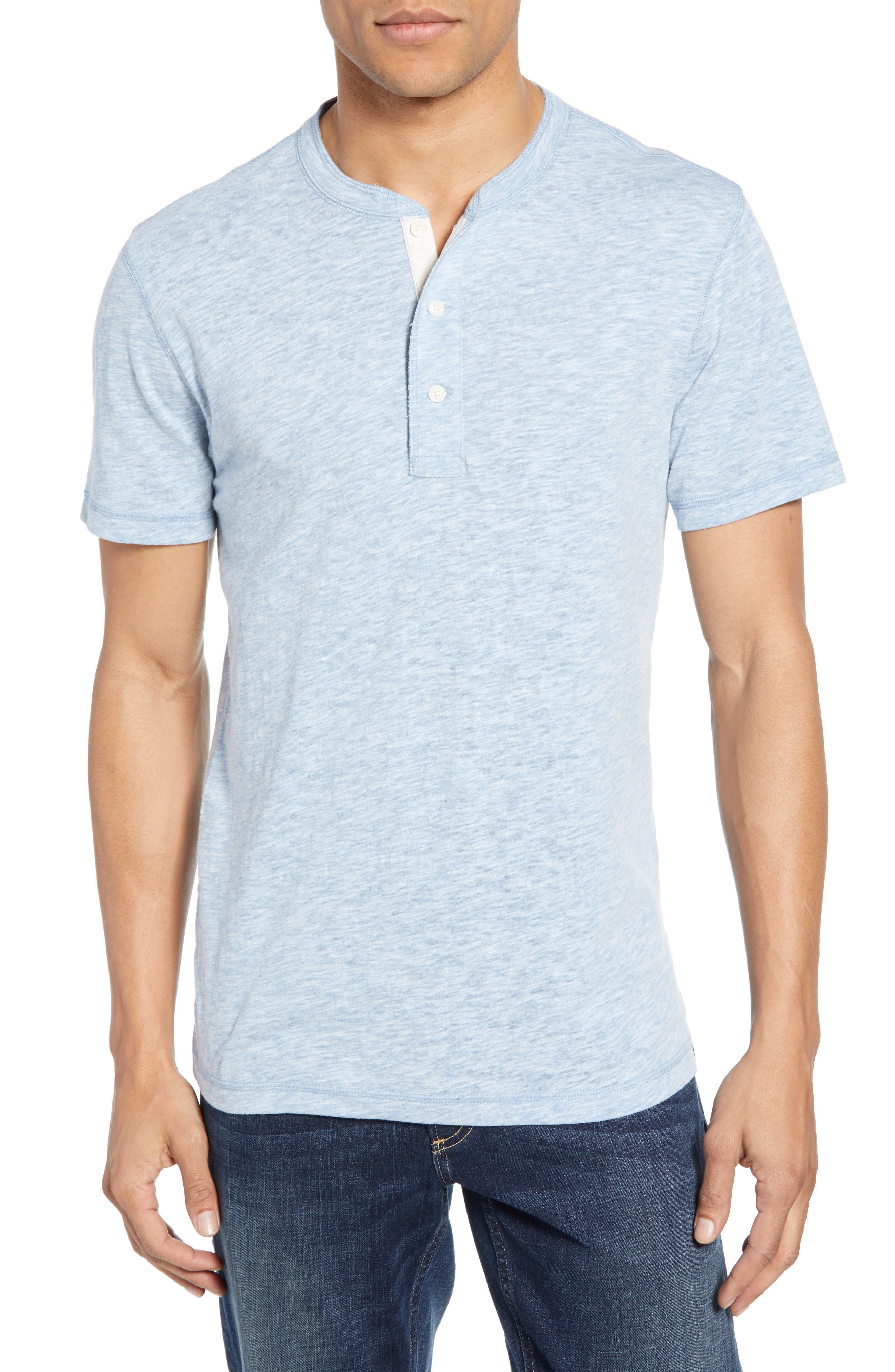 Faherty Heathered Henley, Blue