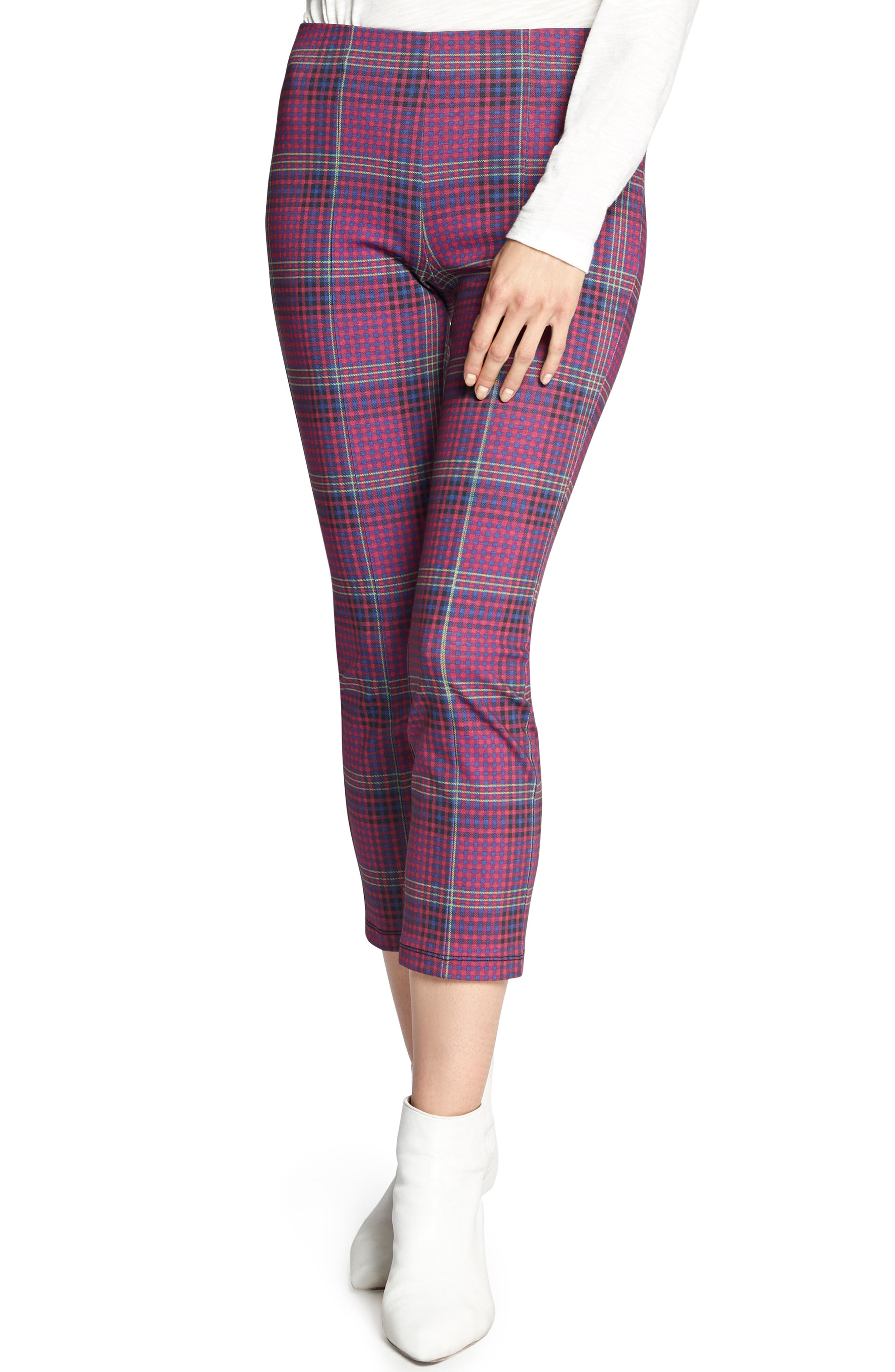 Sanctuary Mod Crop Plaid Leggings, Pink