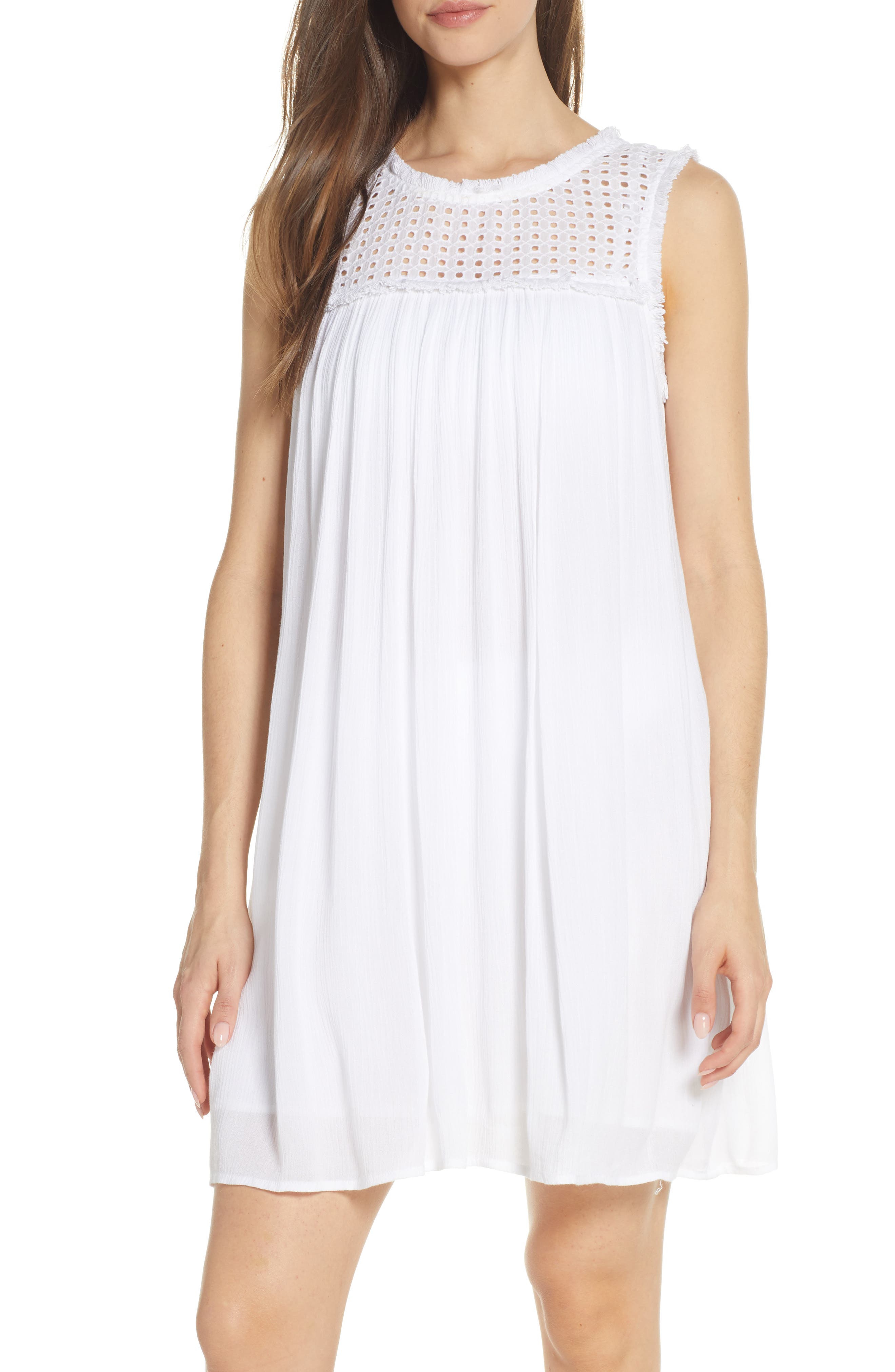 Tommy Bahama Eyelet Yoke Cover-Up Dress, White