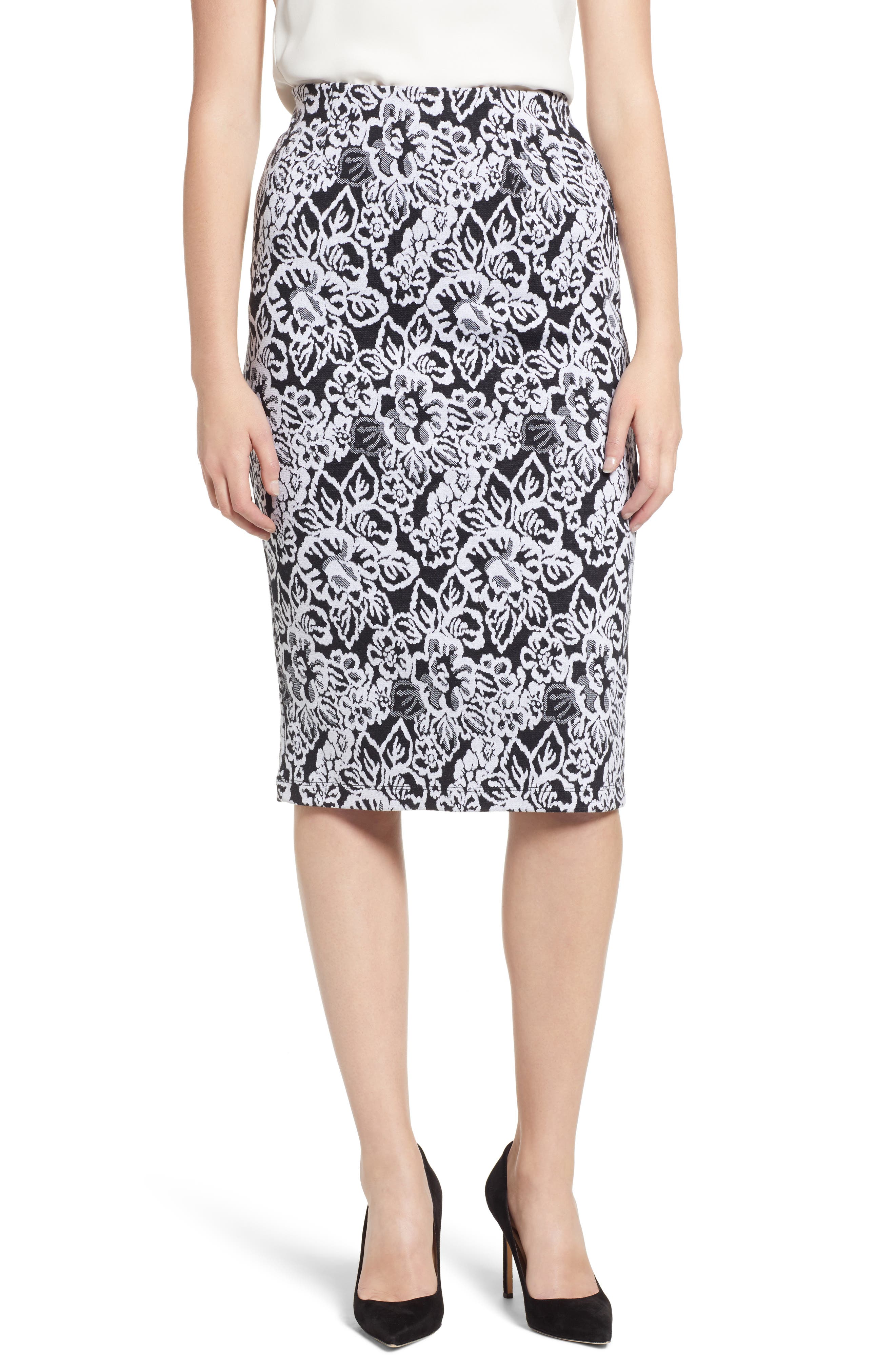 Everleigh Double Knit Pencil Skirt, Black
