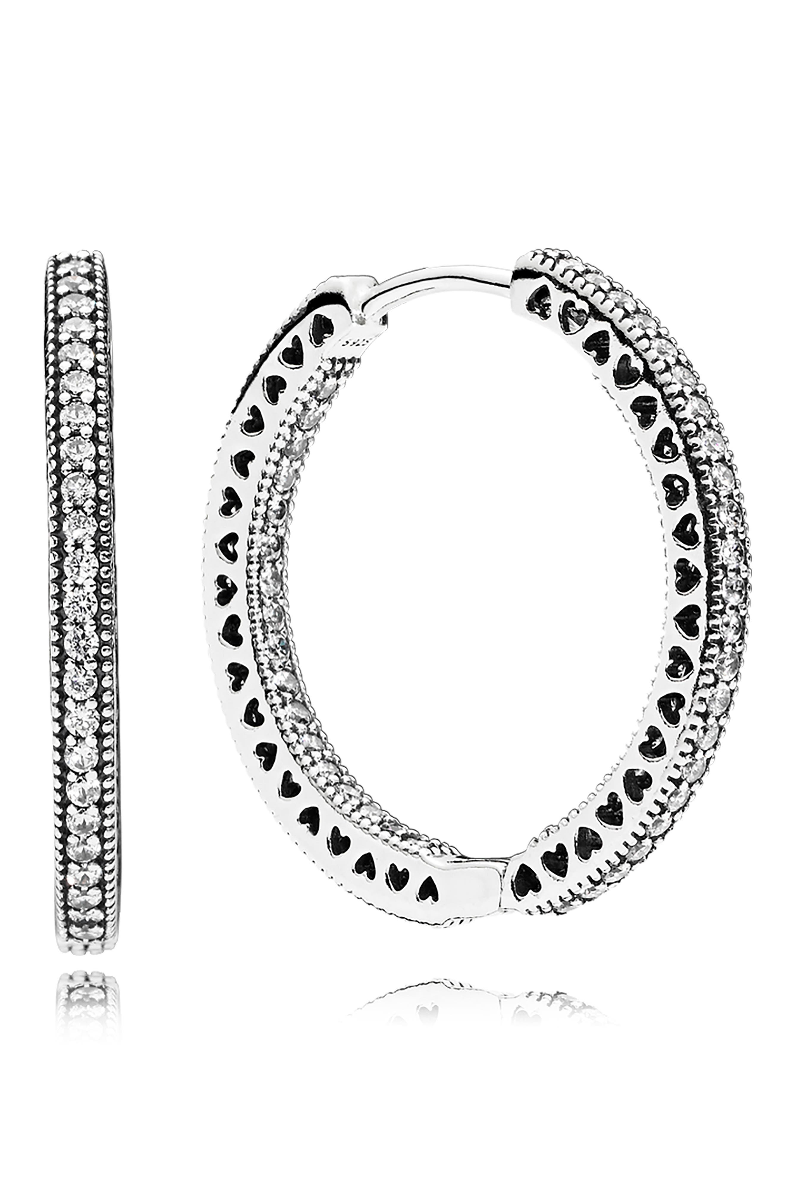 Authentic Hearts Of Hoop Earrings, Clear CZ296319CZ