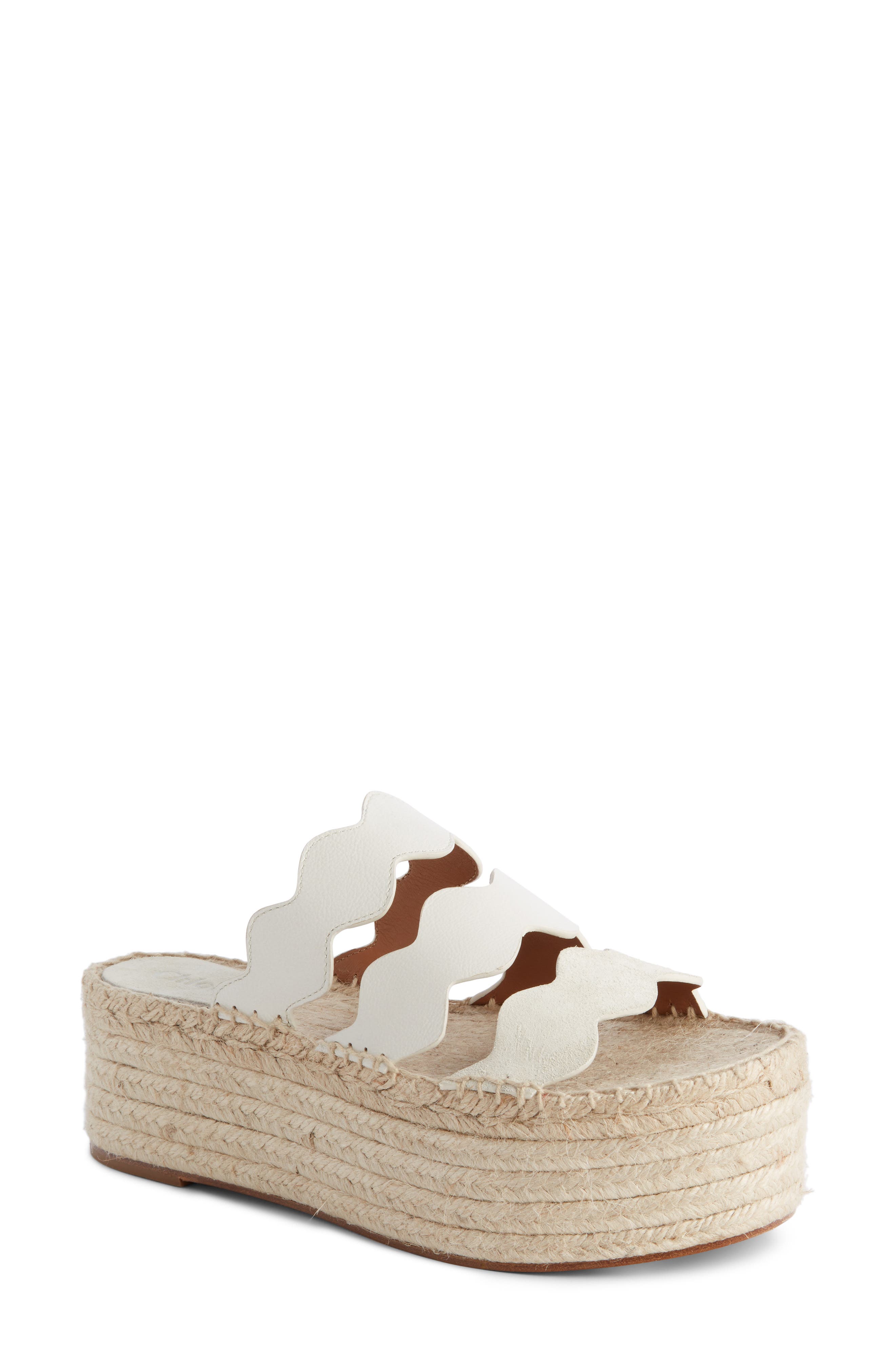 Chloe Lauren Srappy Flatform Espadrille, White