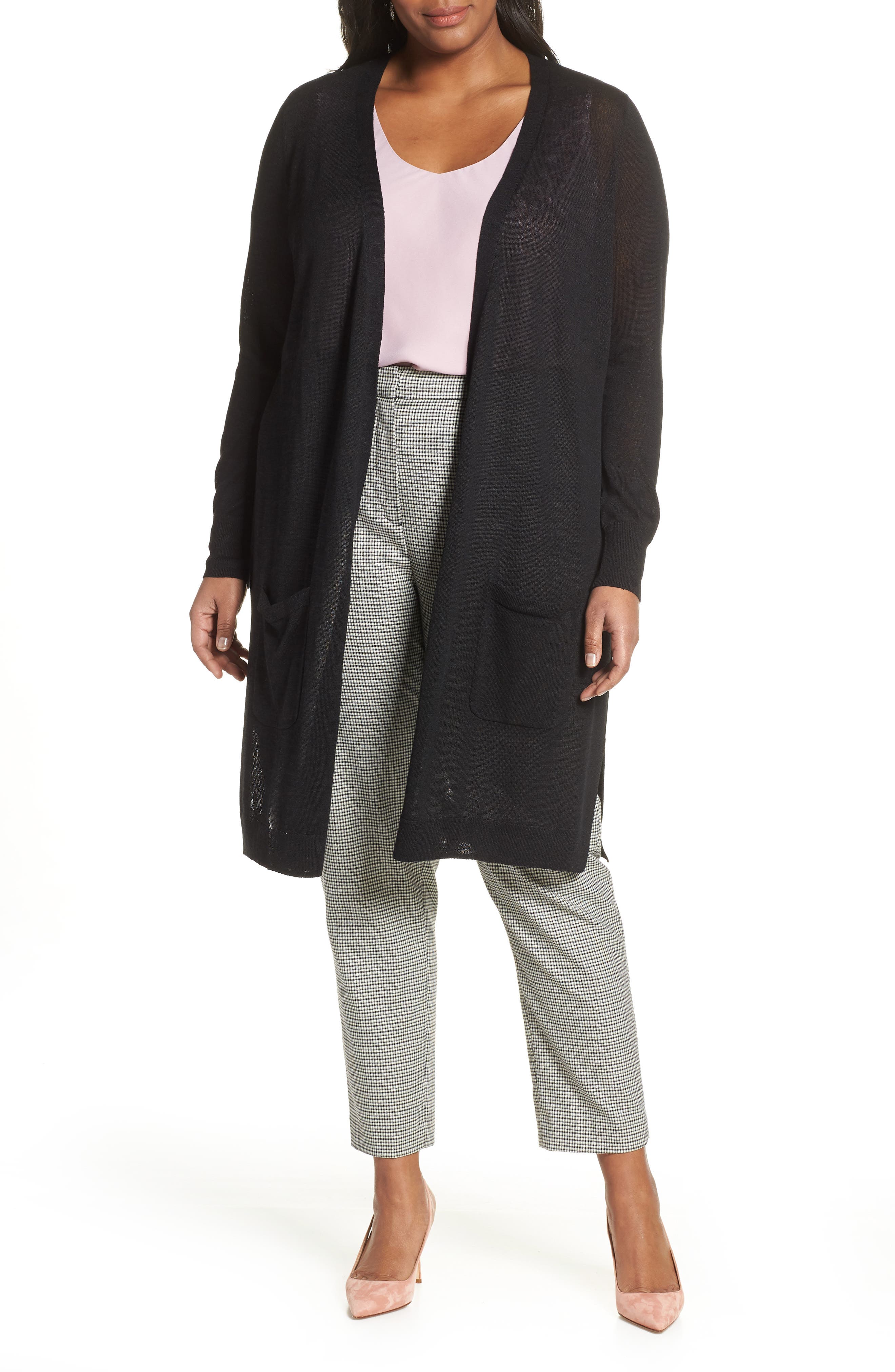 Plus Size Halogen Long Cardigan, Black