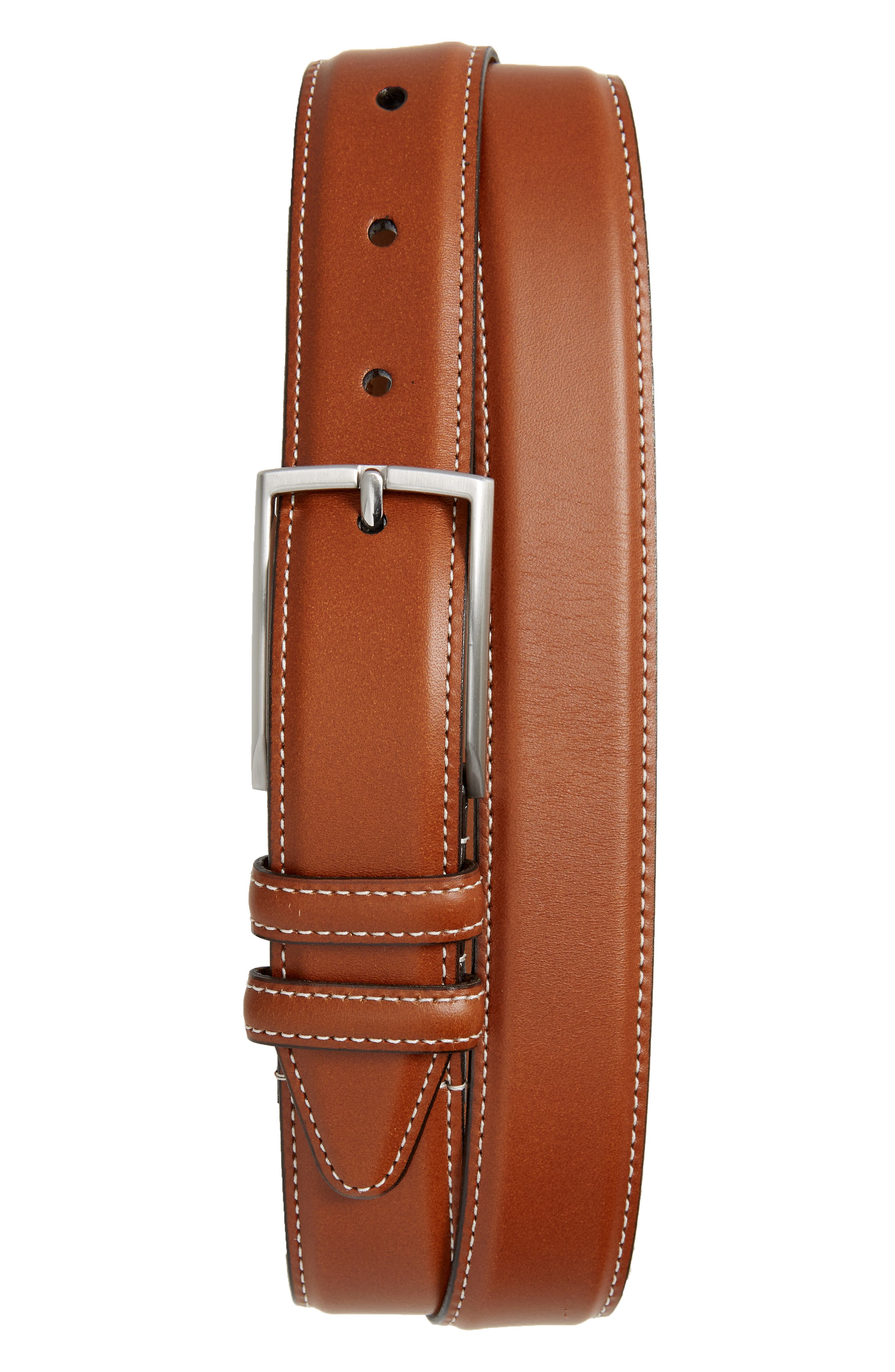 Nordstrom Shop Carter Leather Dress Belt, Cognac