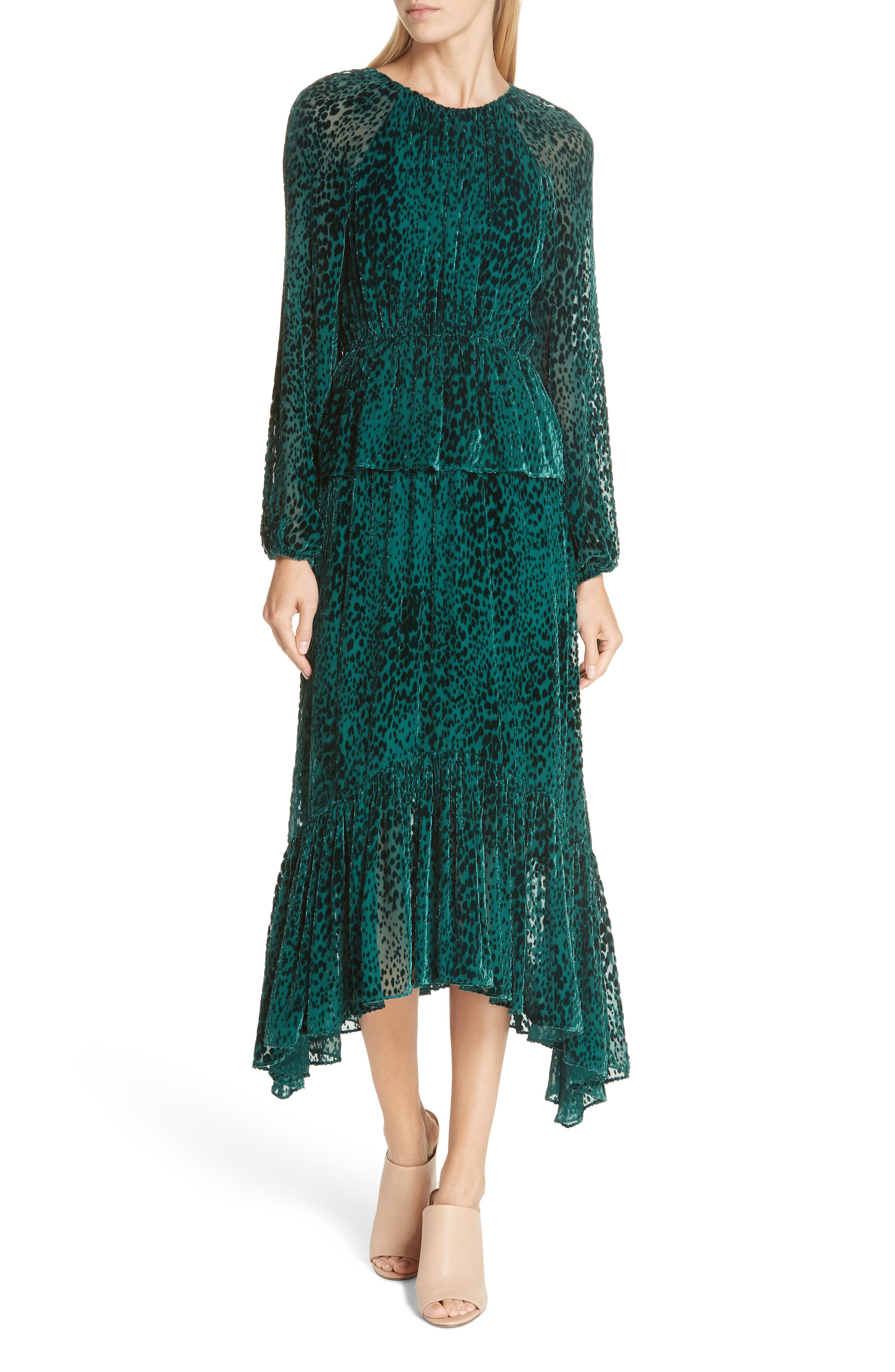 A.l.c. Kamari Velvet Burnout Midi Dress