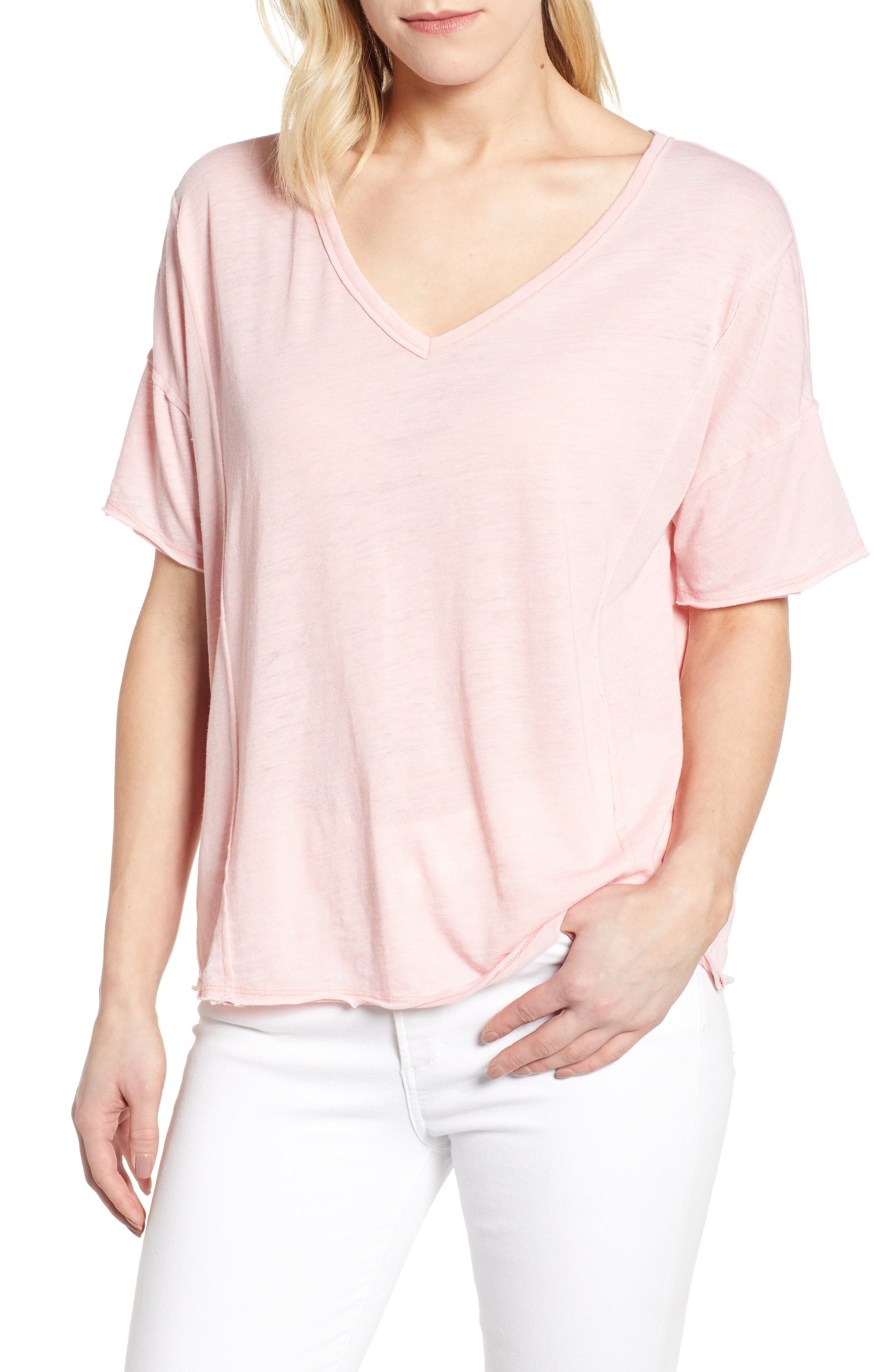 Lucky Brand Tops SEAM DETAIL BURNOUT V-NECK TEE