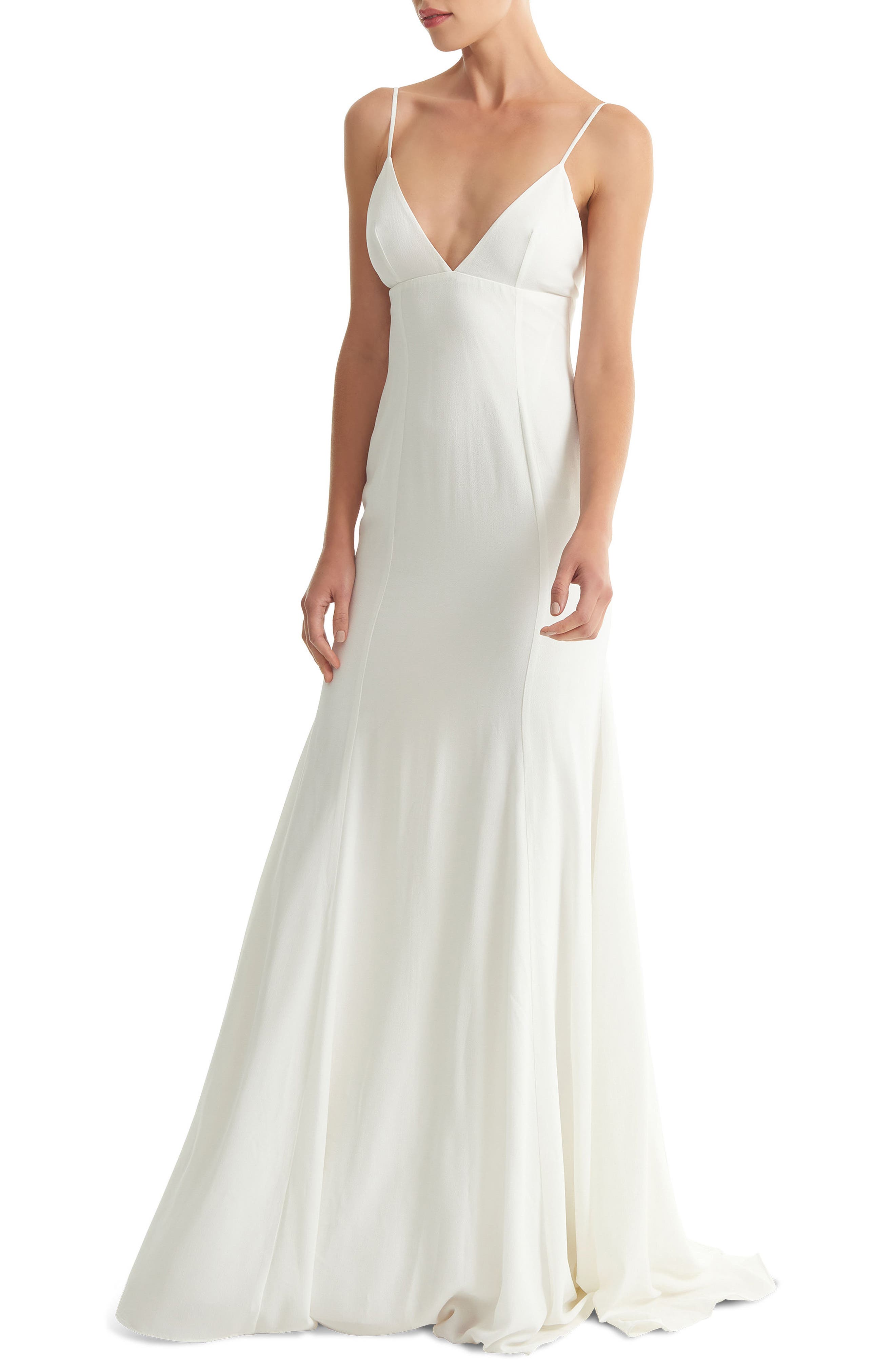 Joanna August Crosby Crepe Mermaid Gown, White