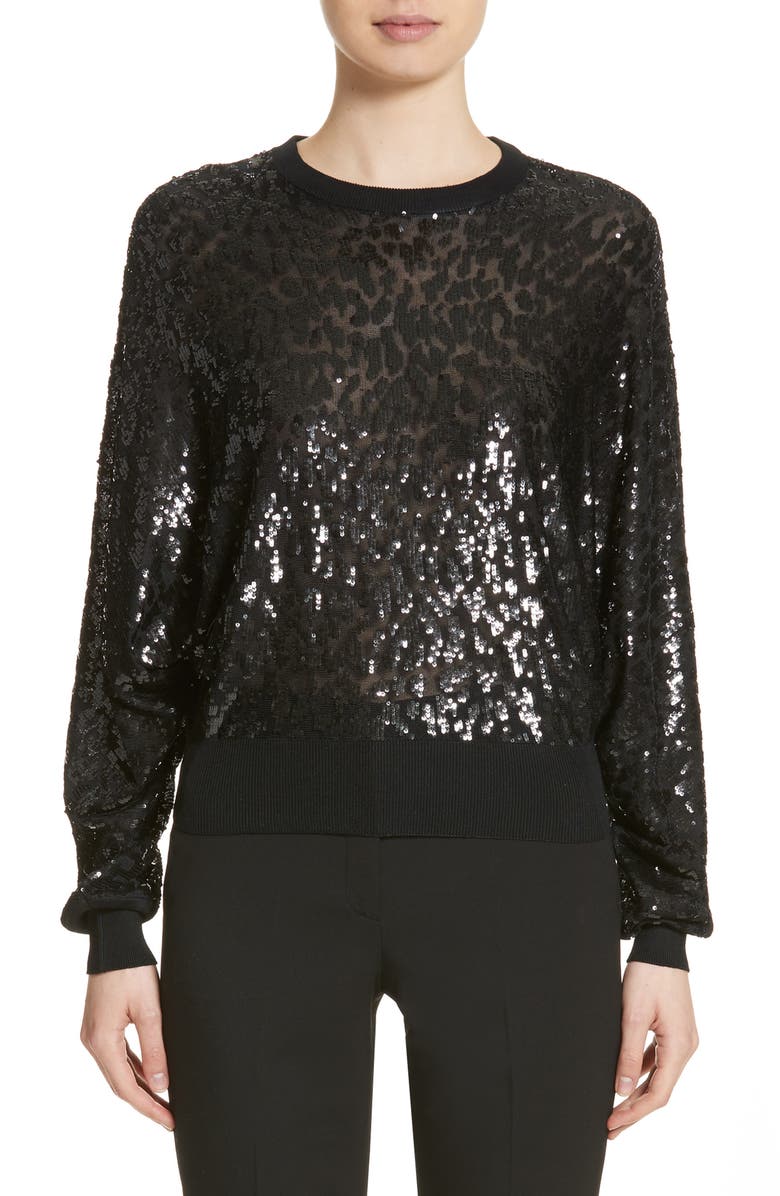 Michael Kors Sequined Tulle Leopard Sweater | Nordstrom