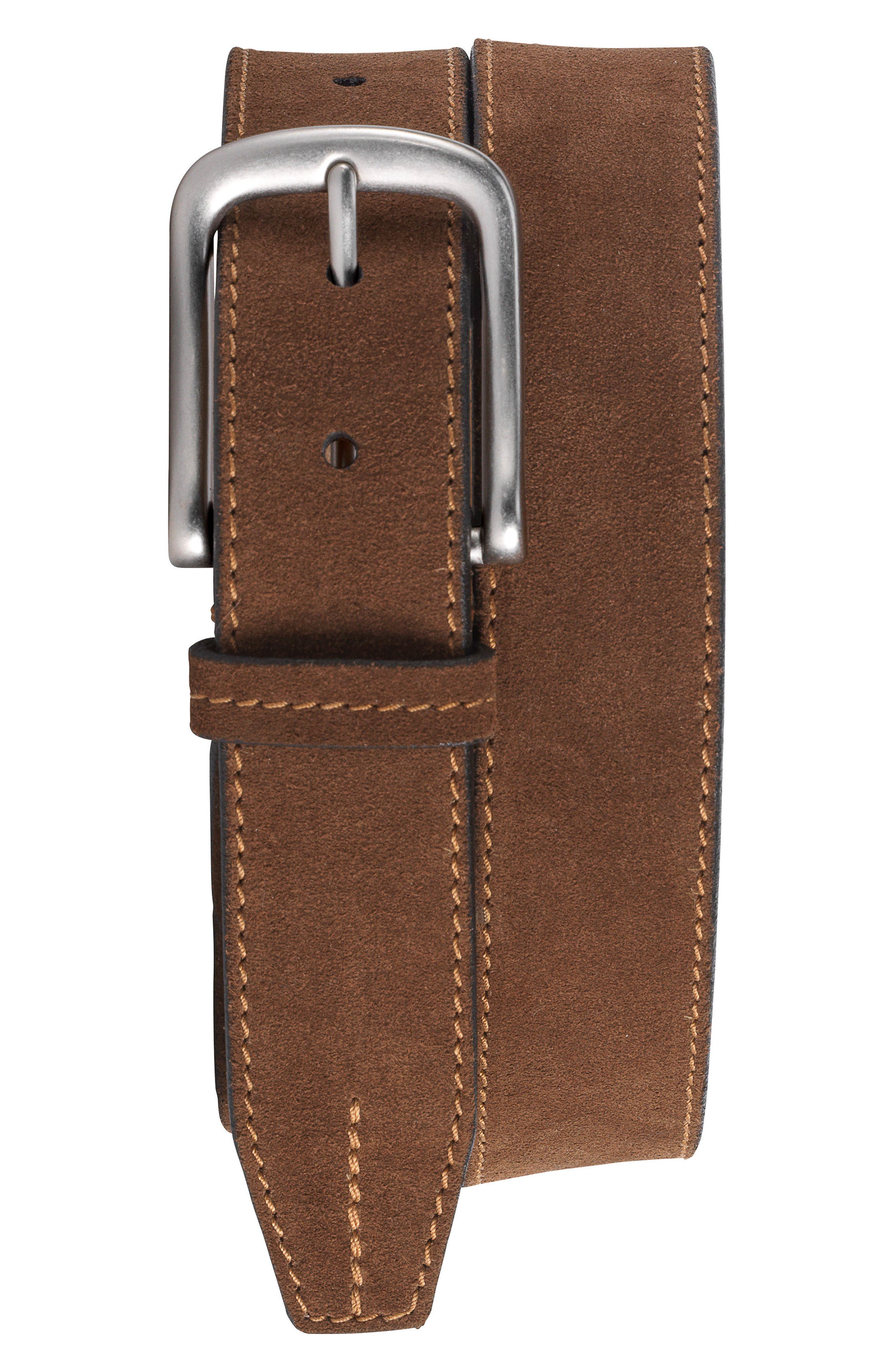 Trask Finley Suede Belt, Snuff Suede