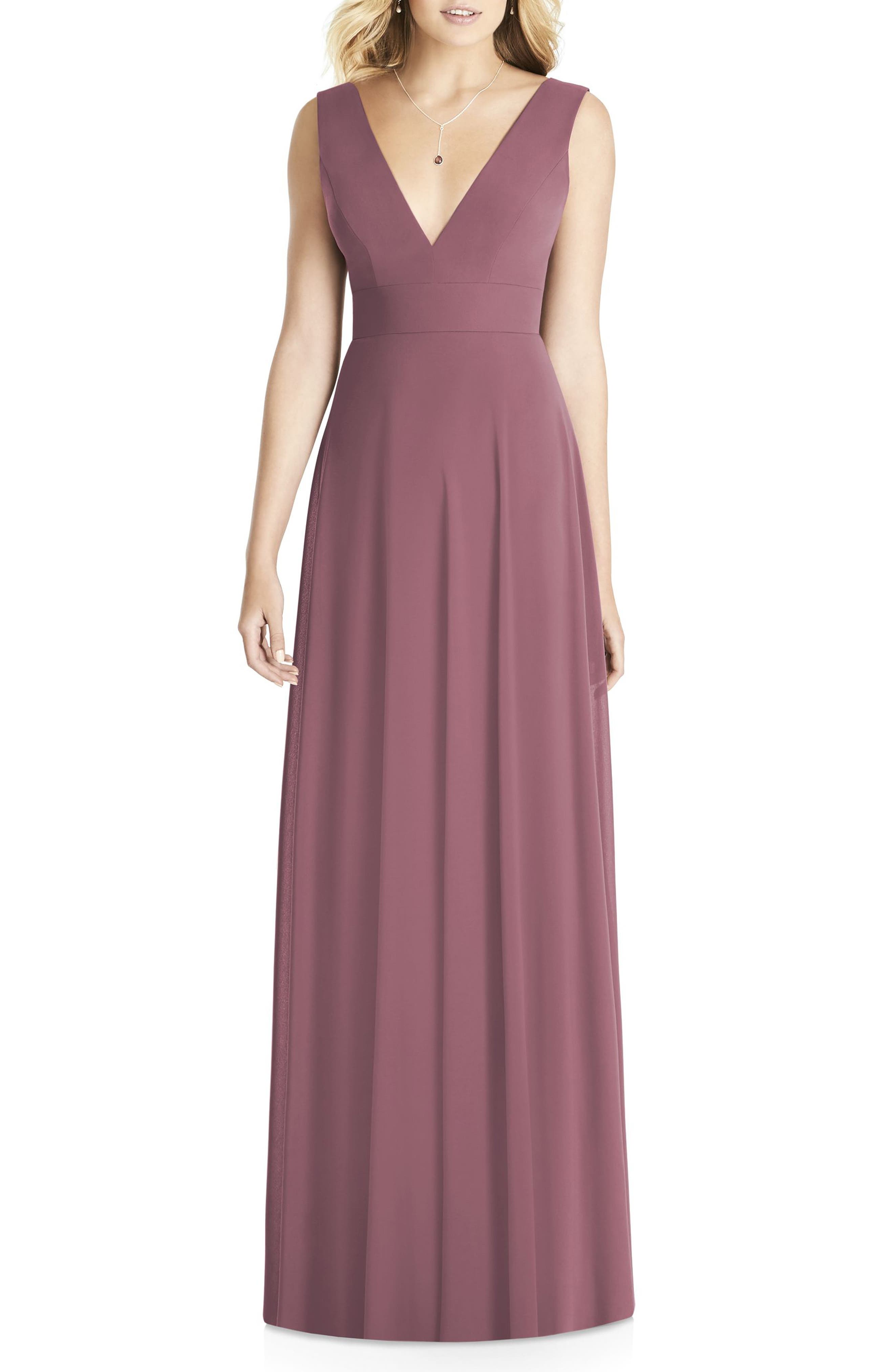 Social Bridesmaids Matte Chiffon Gown, Pink