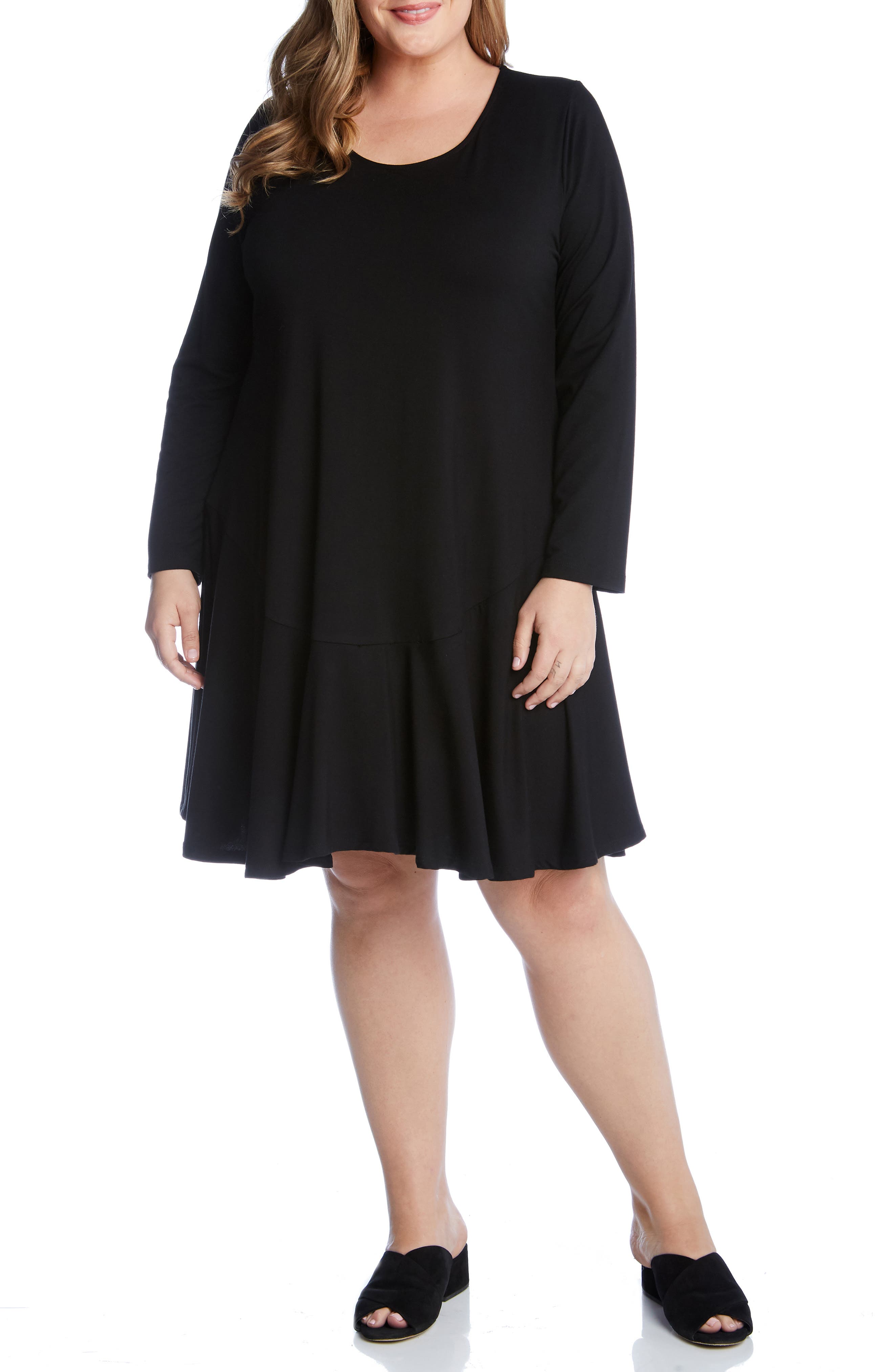 Plus Size Karen Kane Dakota Swing Dress, Black