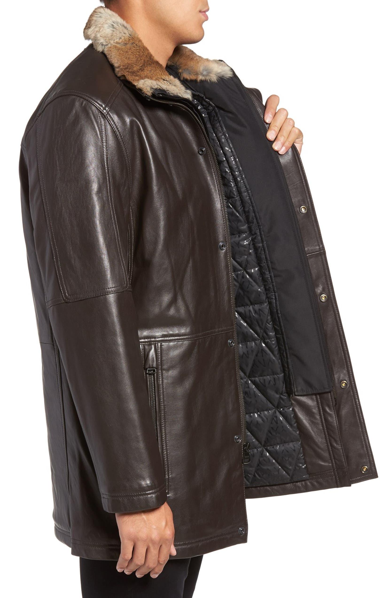 Marc New York By Andrew Middlebury Genuine Rabbit Fur Trim Marc New York By Andrew Middlebury Genuine Rabbit Fur Trim Leather Car Coat With Removable Bib Nordstrom