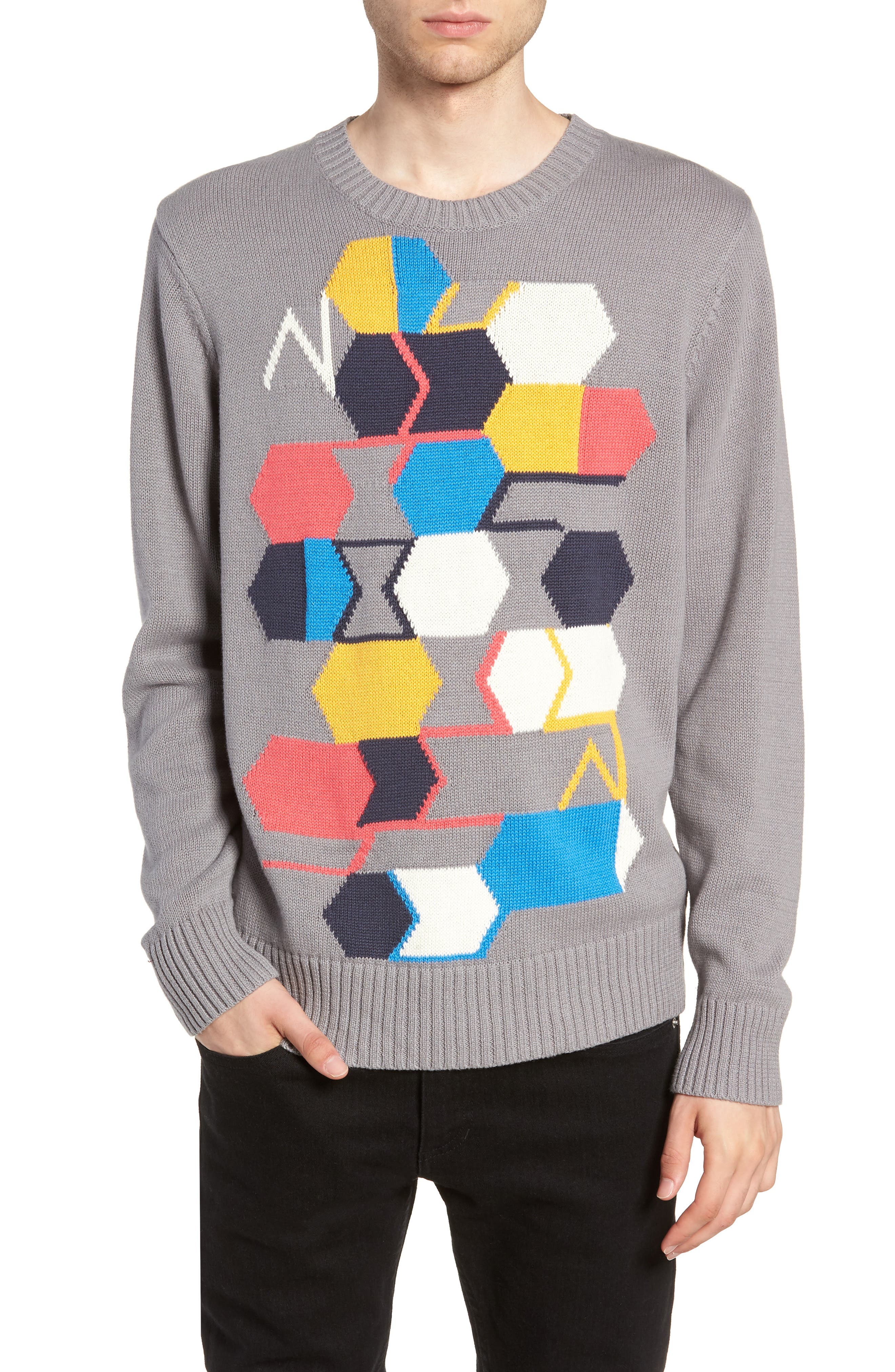 The Rail Geo Pattern Sweater, Grey