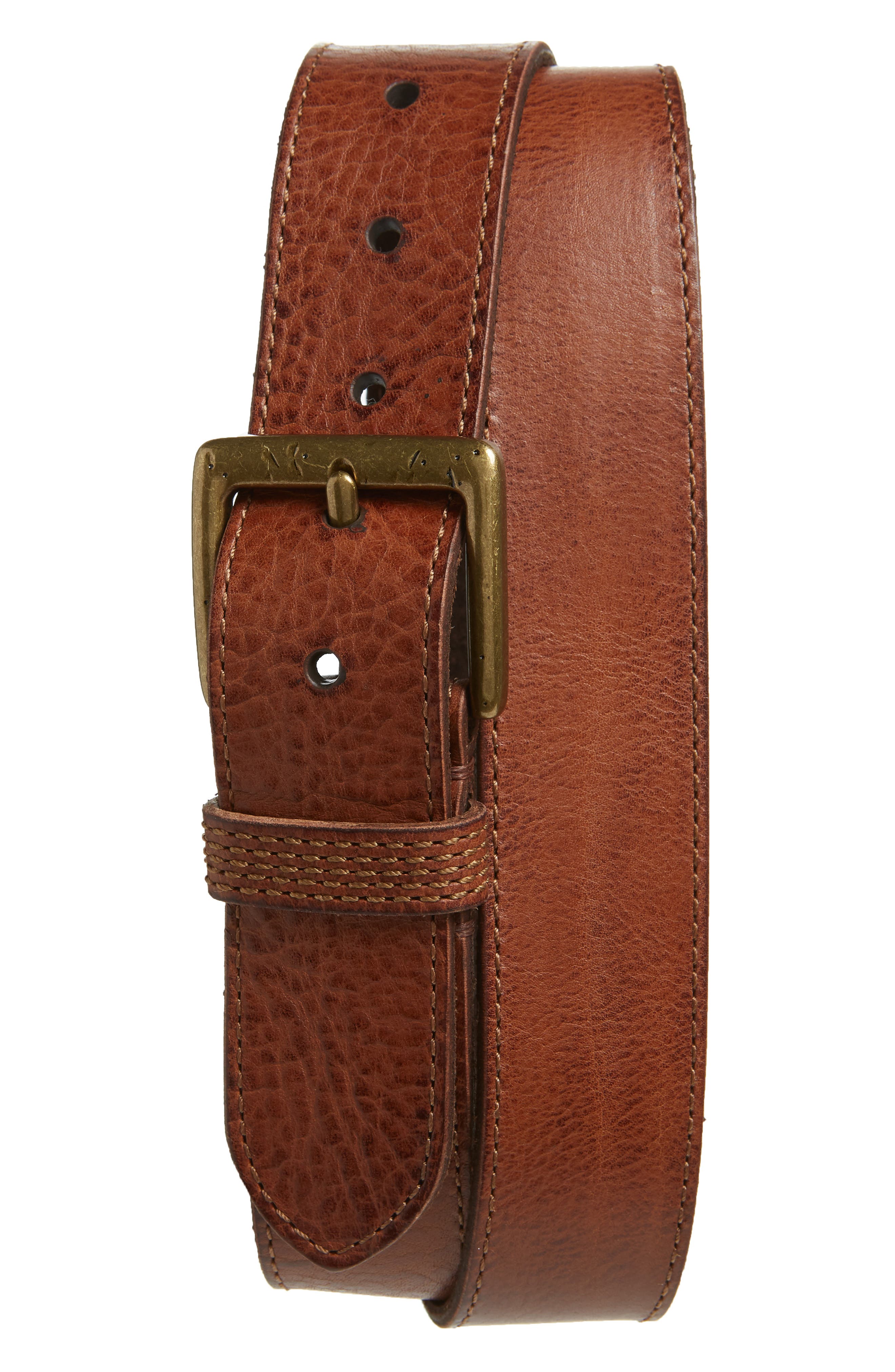 Frye Pebbled Leather Belt, Cognac