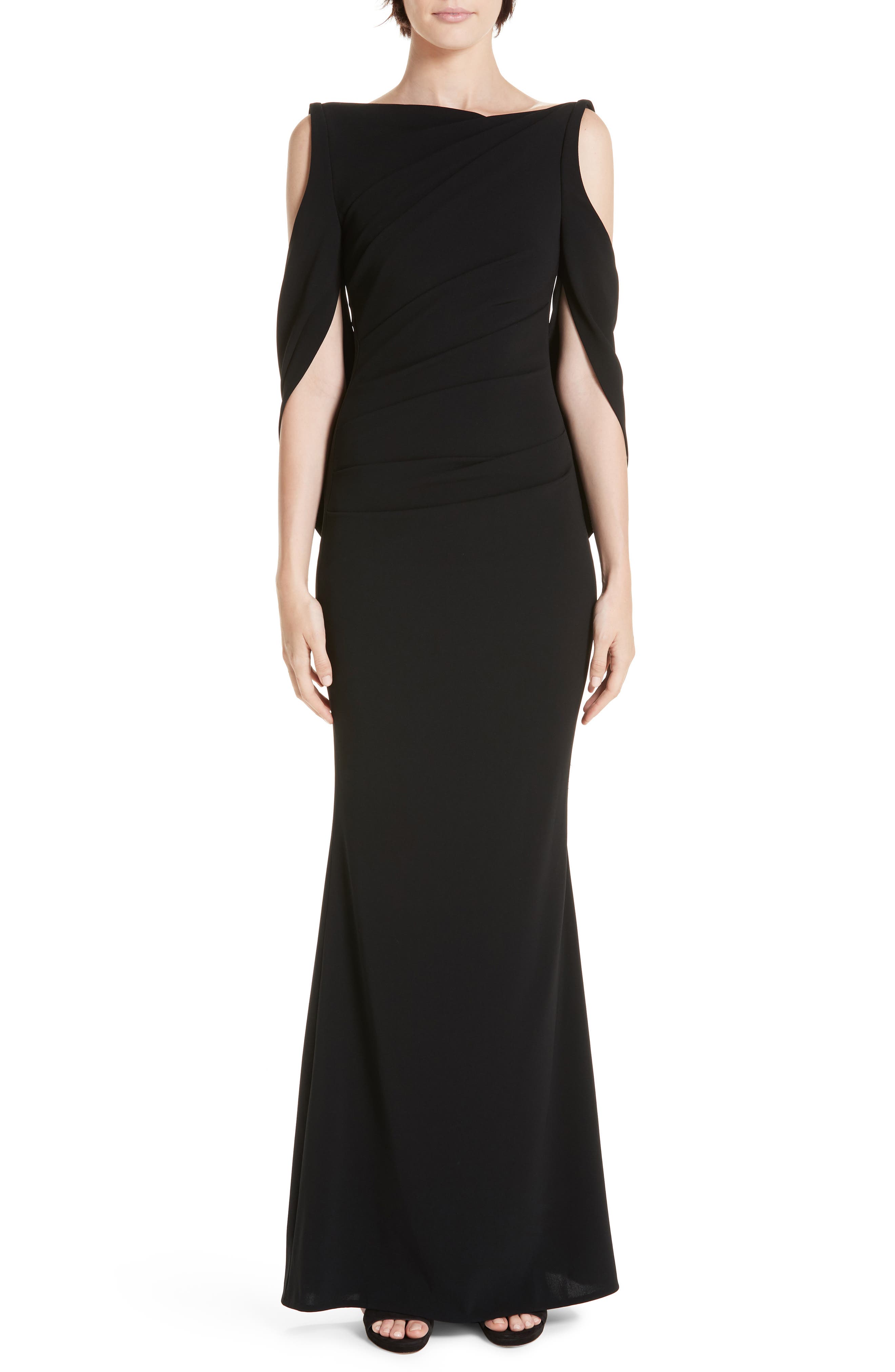 Talbot Runhof Cold Shoulder Drape Back Gown
