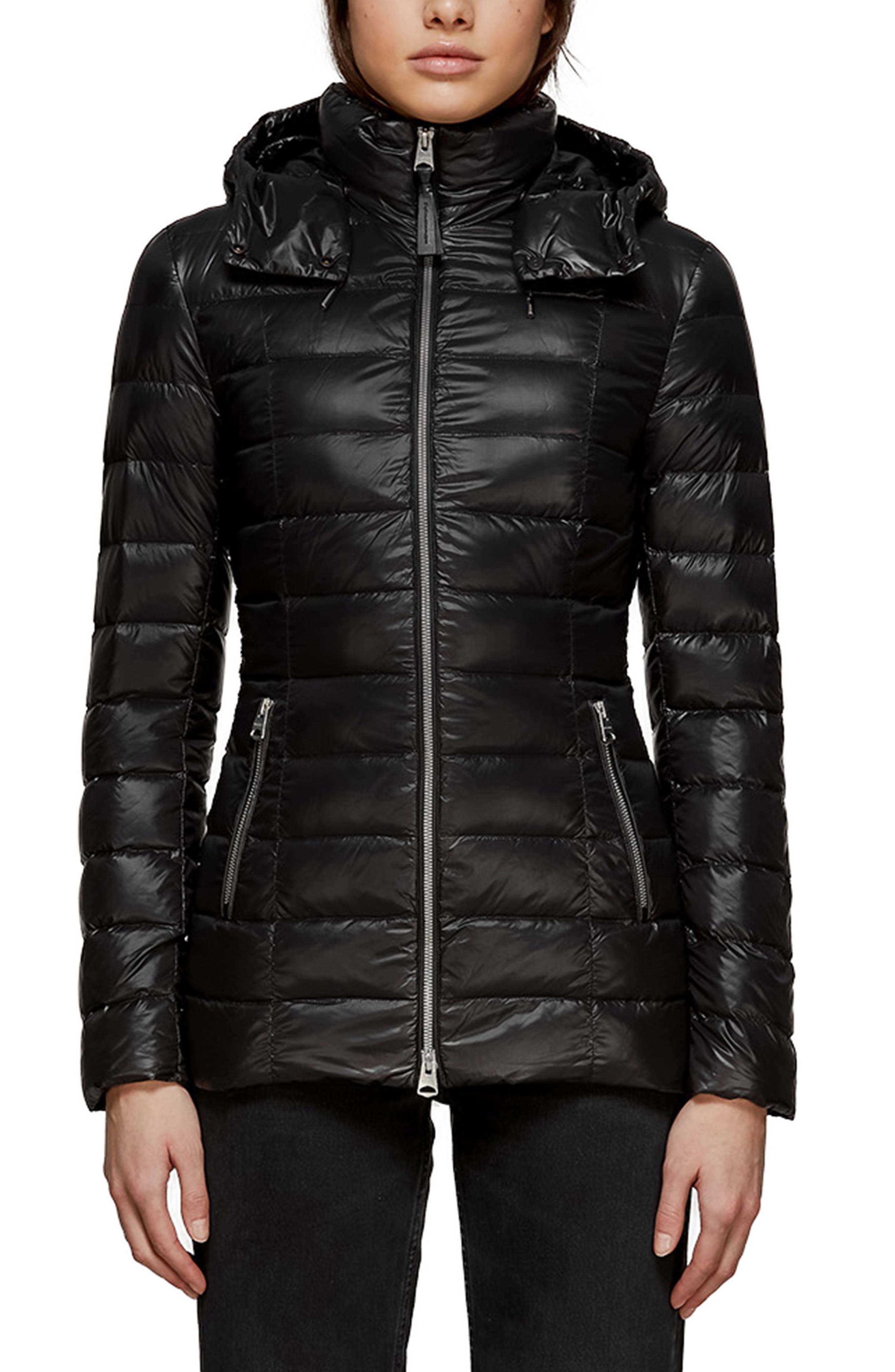 Mackage Lightweight Hooded Water Repellent 800 Plus Fill Power Down Jacket, Black