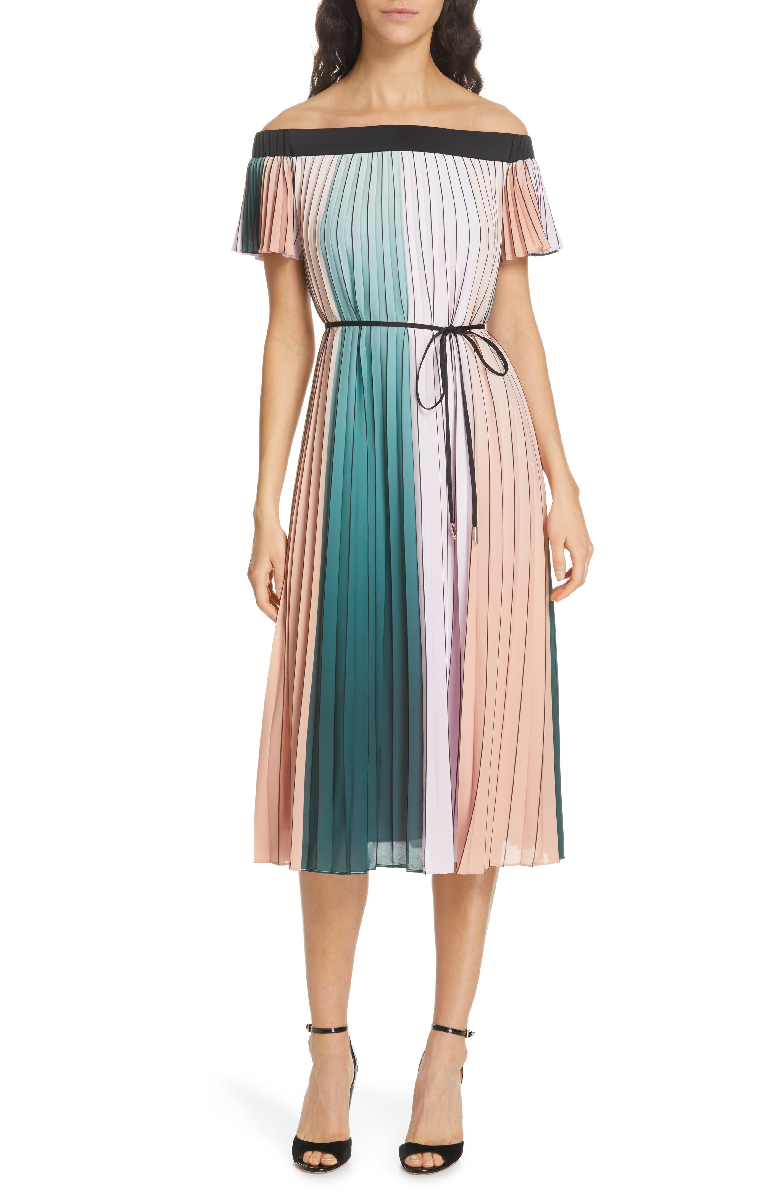 Ted Baker London Fernee Colorblock Pleated Dress, Purple