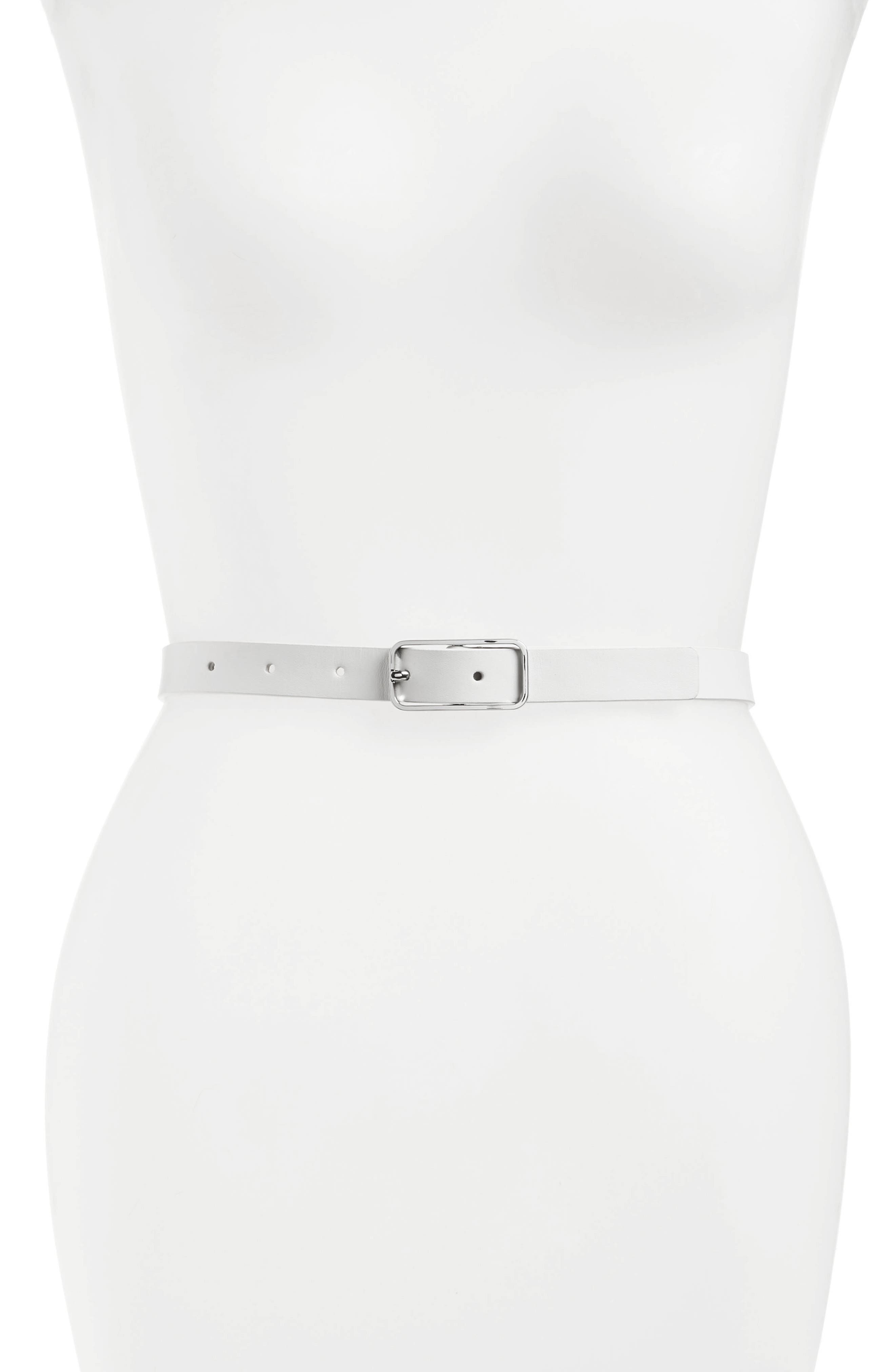 Kate Spade New York Skinny Leather Belt, Nickel