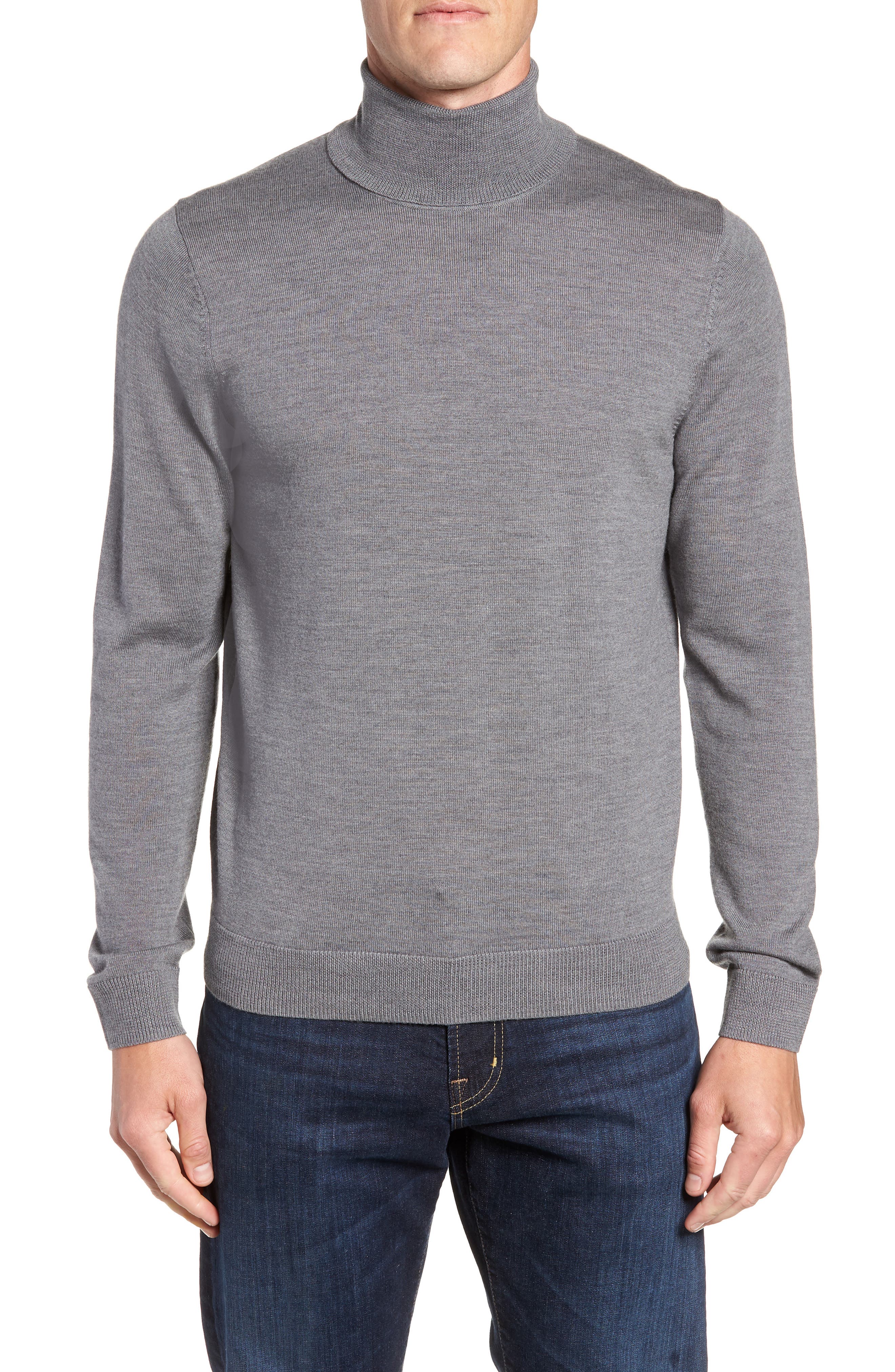 Nordstrom Shop Merino Wool Turtleneck Sweater, Grey