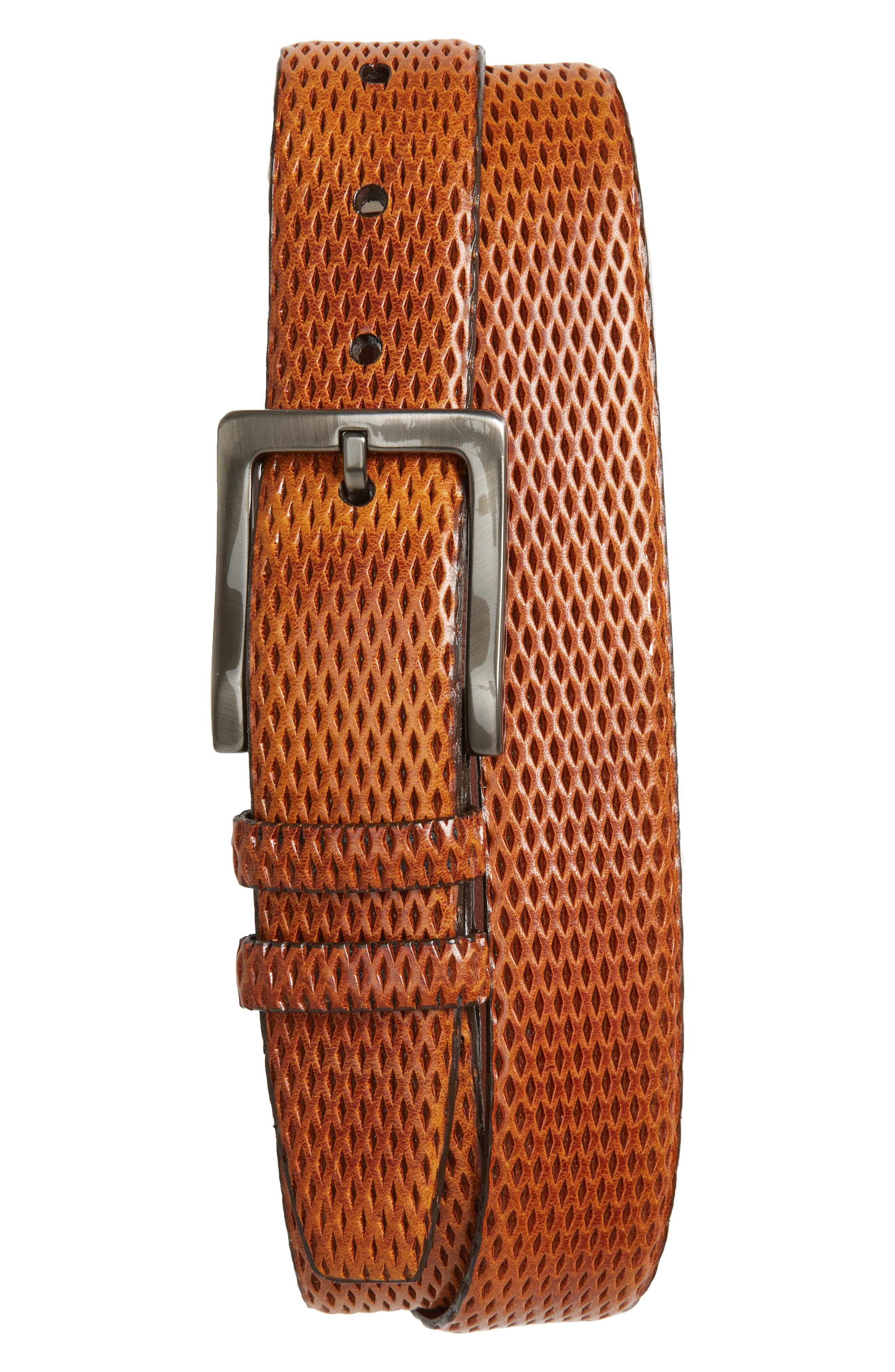 Torino Belts Embossed Leather Belt, Honey