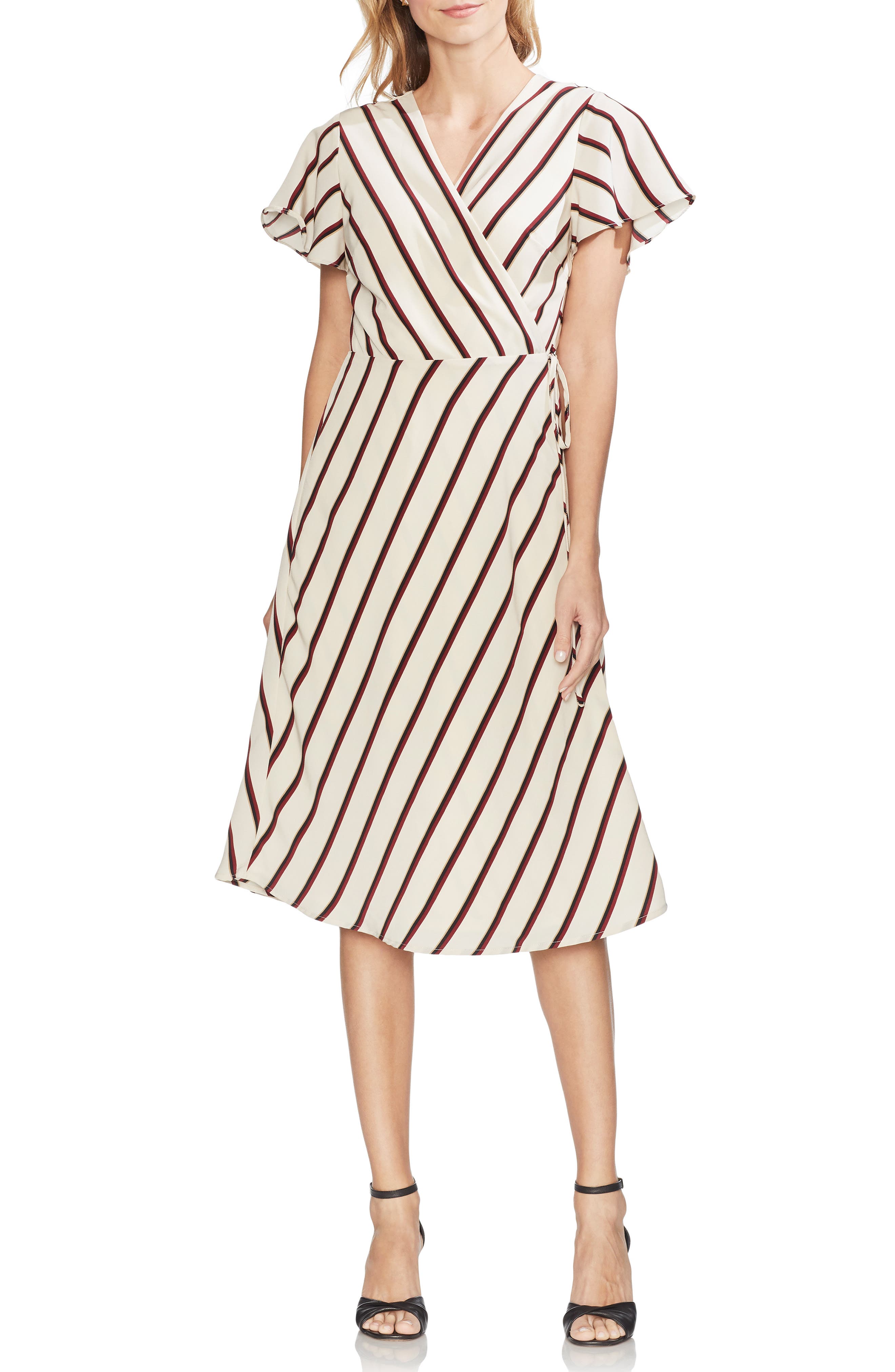 Vince Camuto Caravan Stripe Wrap Dress, Beige