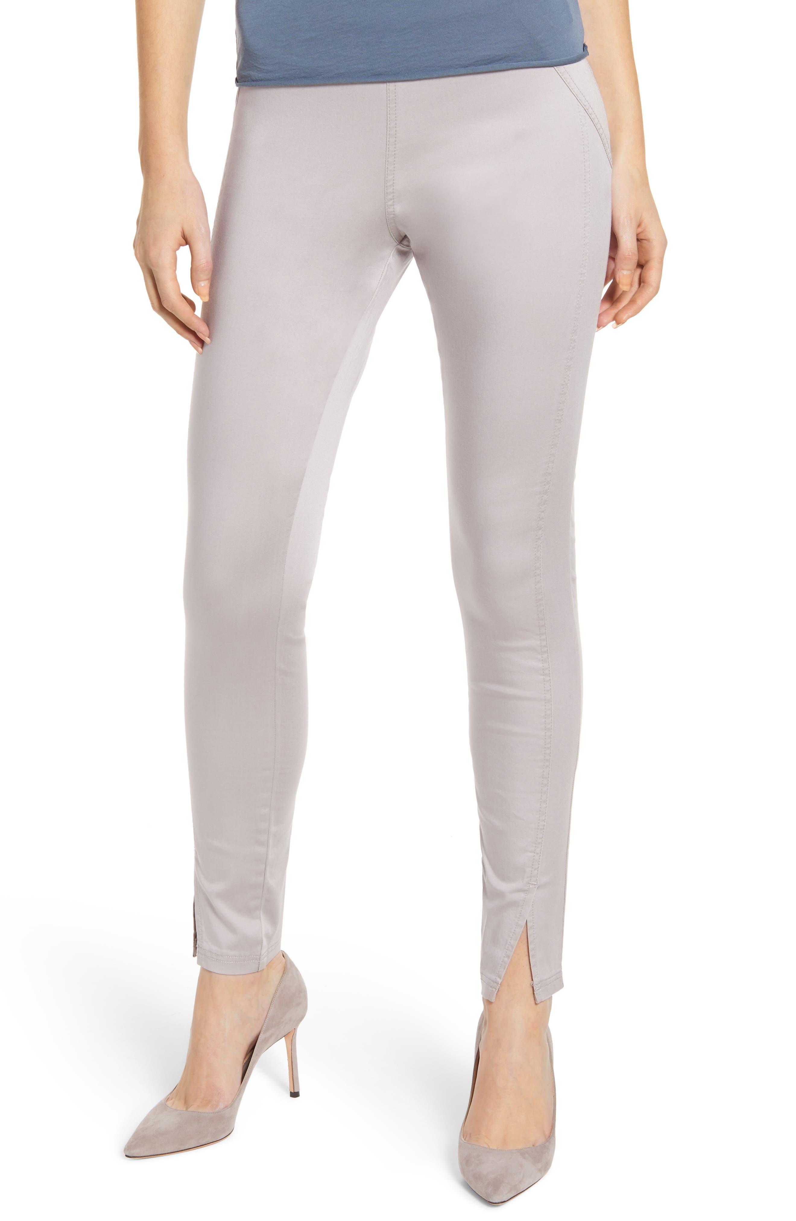 Hue High Waist Sateen Skimmer Leggings, Grey