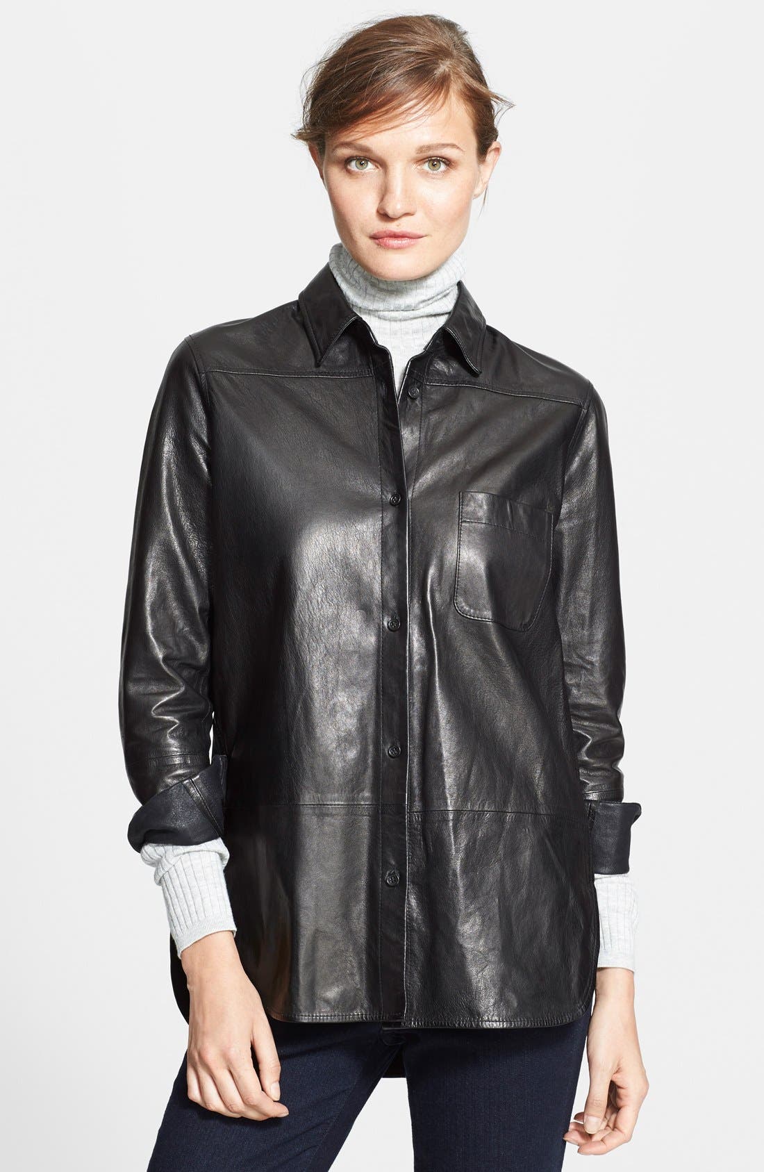 Vince Leather Button Down Shirt Nordstrom