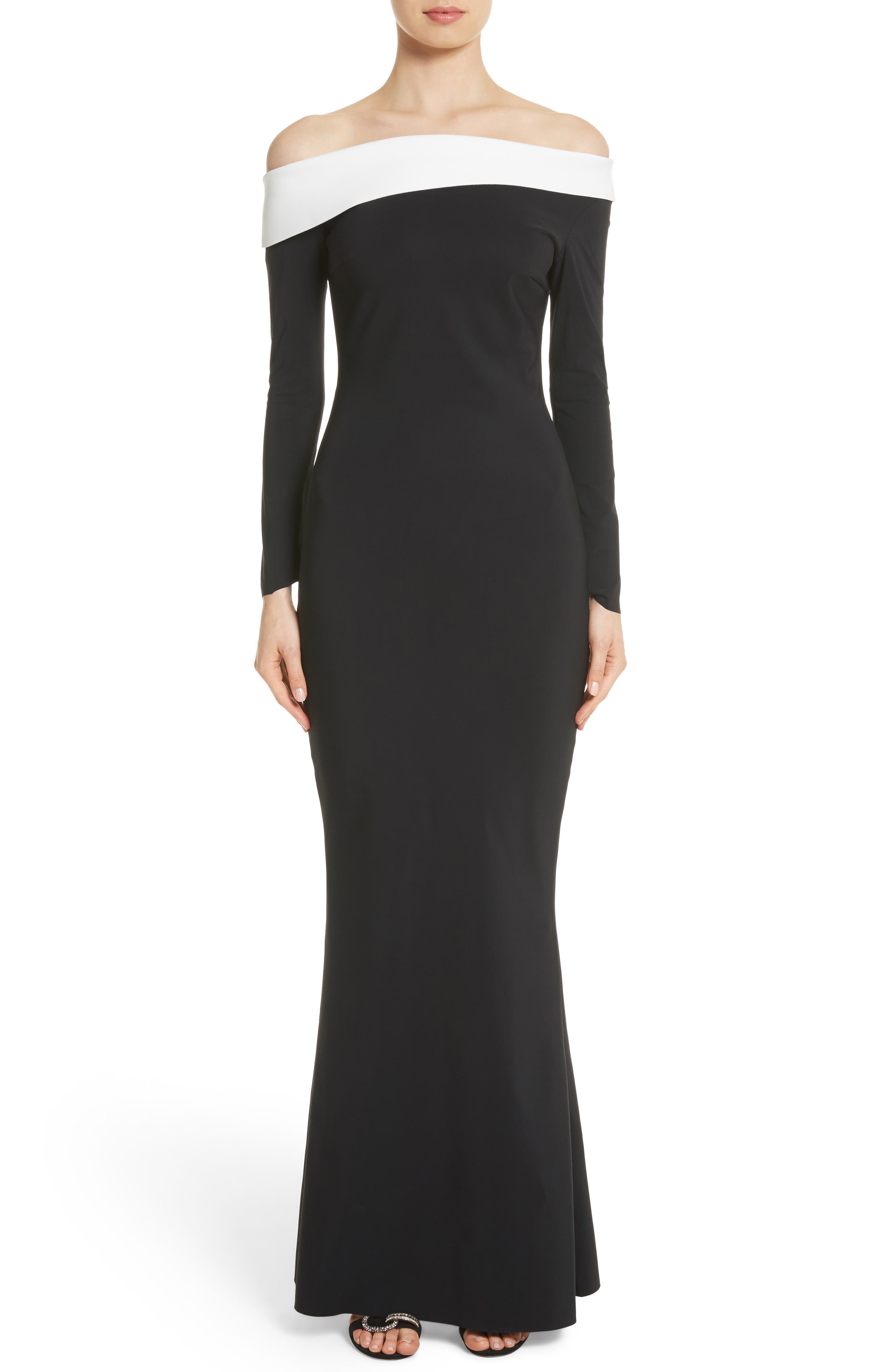 Chiara Boni La Petite Robe Tae Bicolor Off The Shoulder Gown