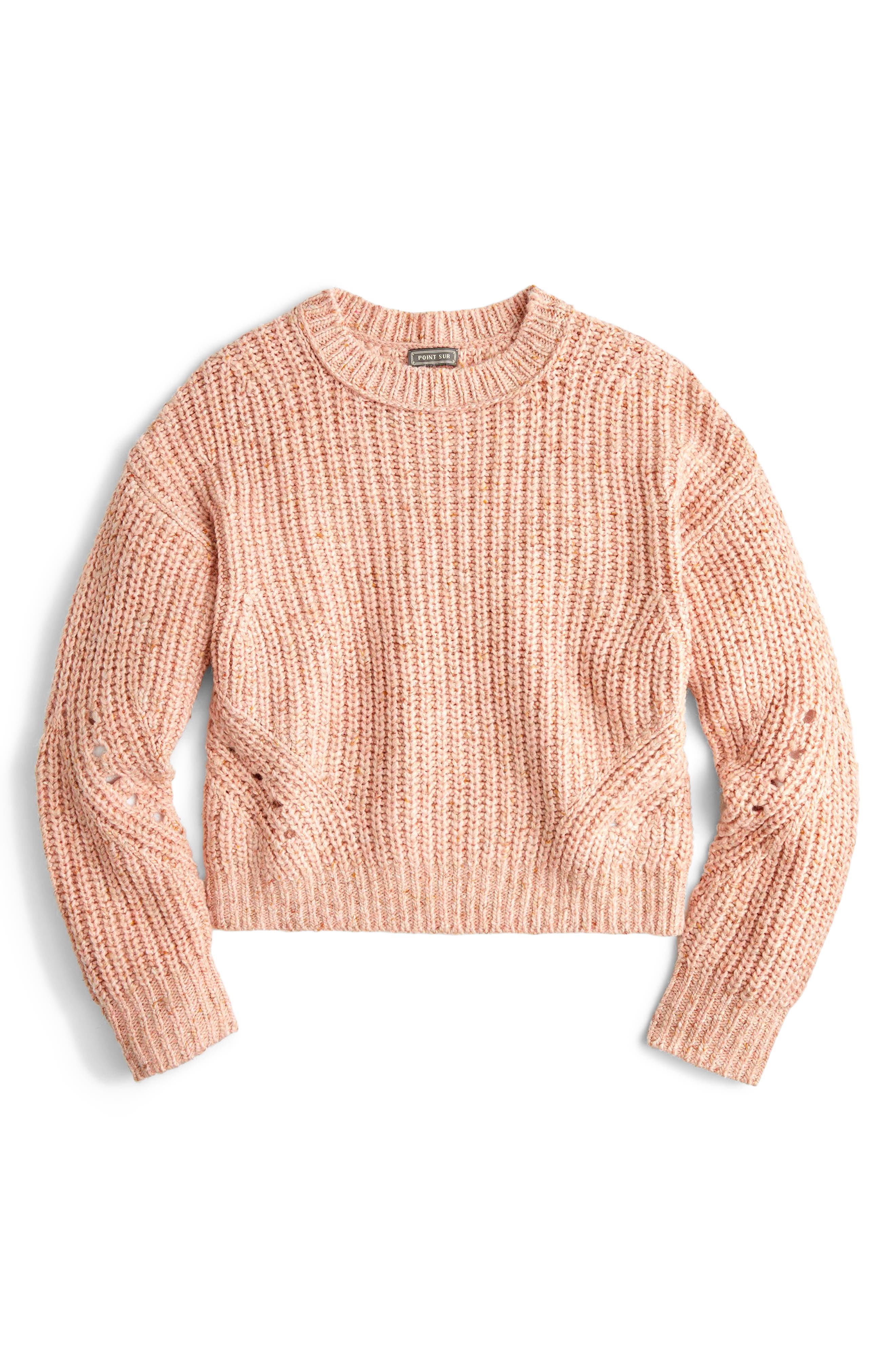 J.crew Point Sur Chunky Rib Crewneck Sweater, Coral
