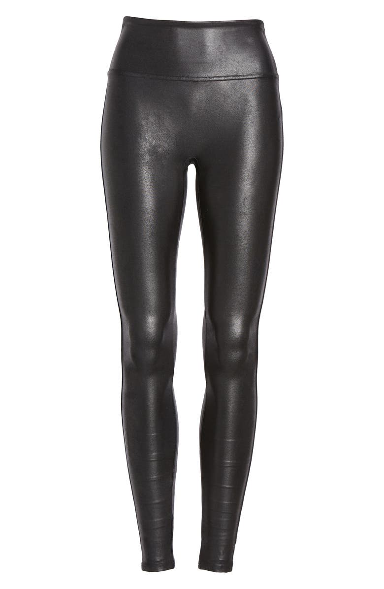 Faux Leather Leggings,                         Alternate,                         color, BLACK