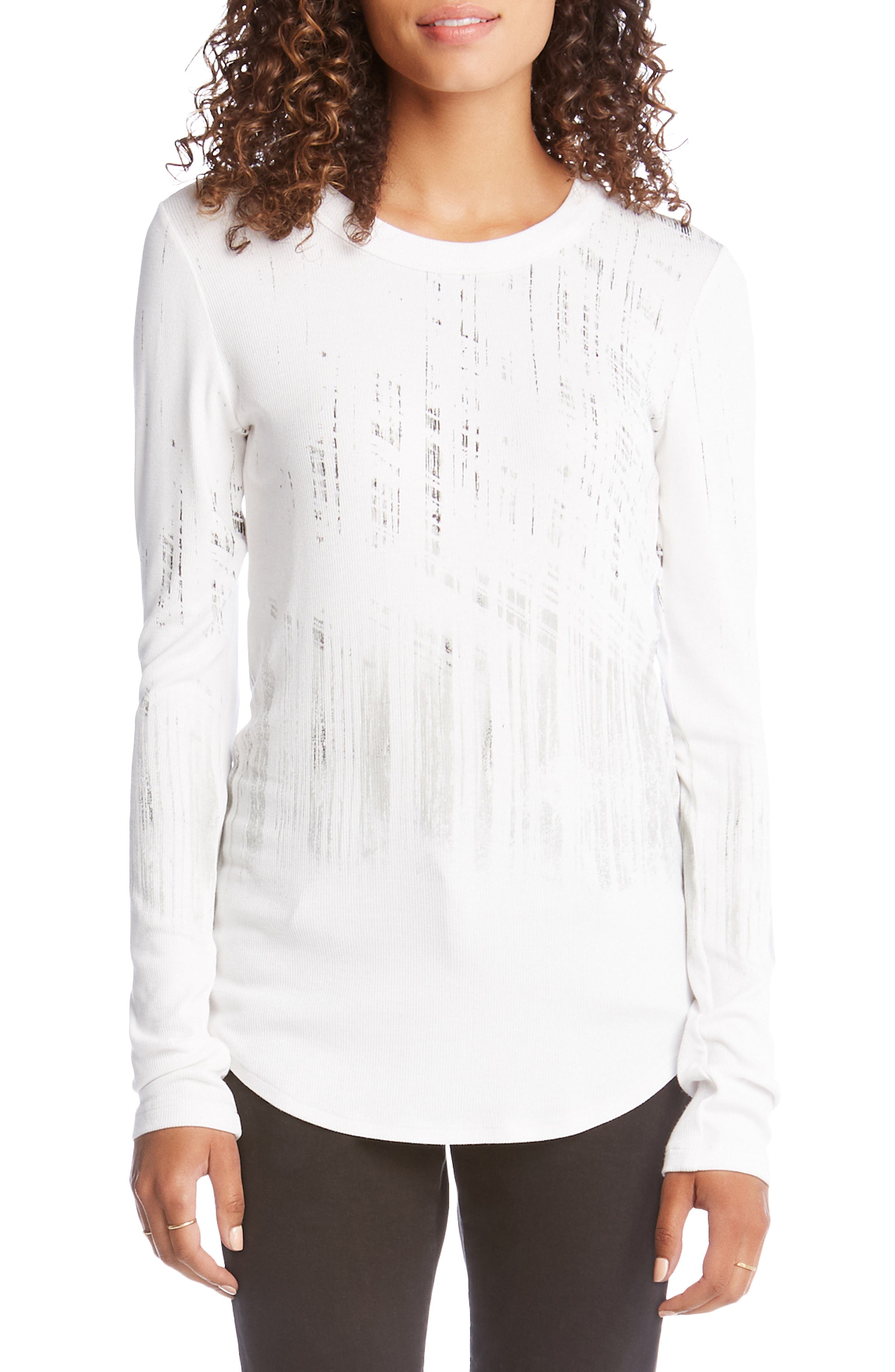 Karen Kane Abstract Print Tee, White