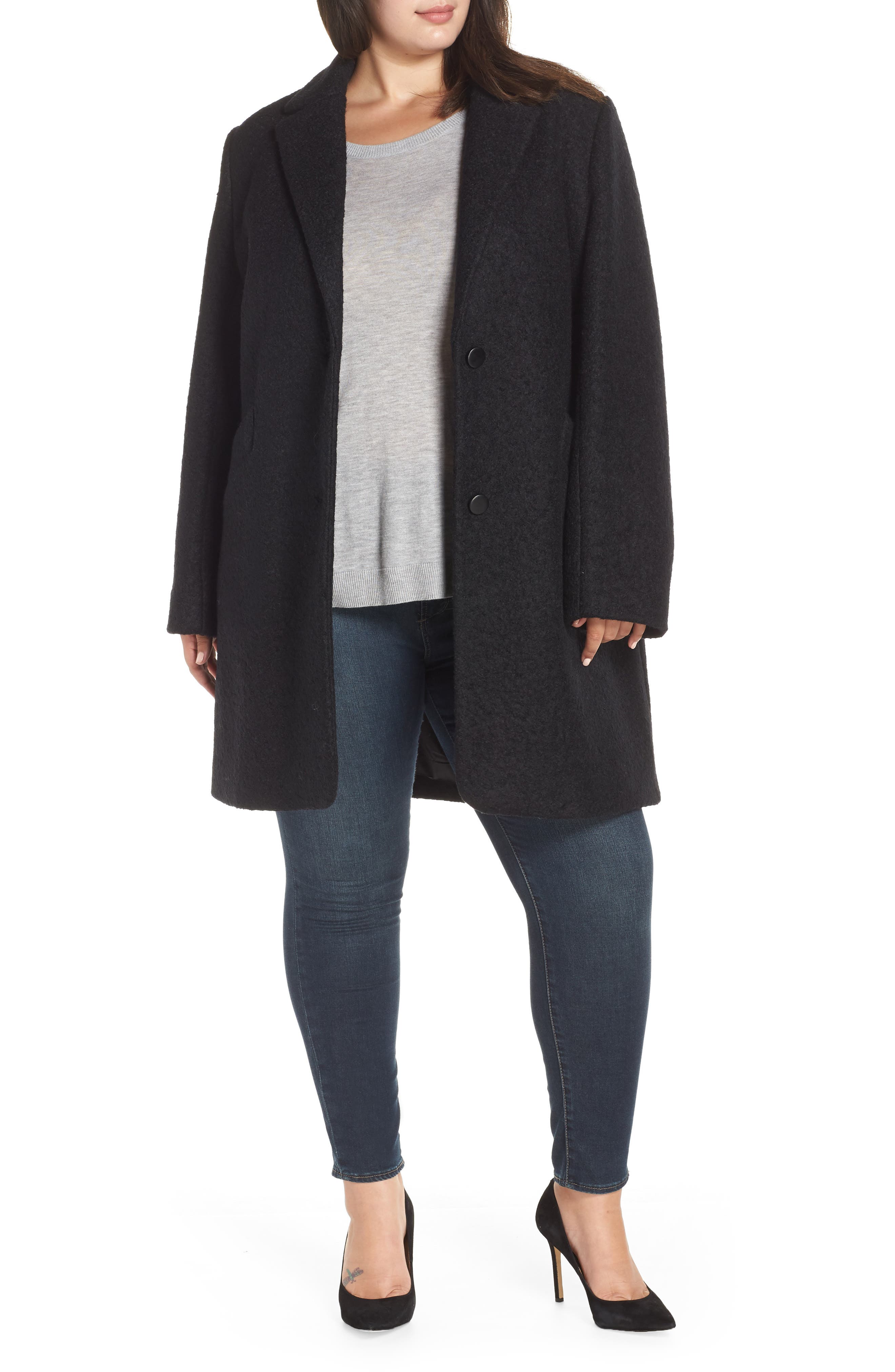Plus Size Marc New York Paige Boucle Coat