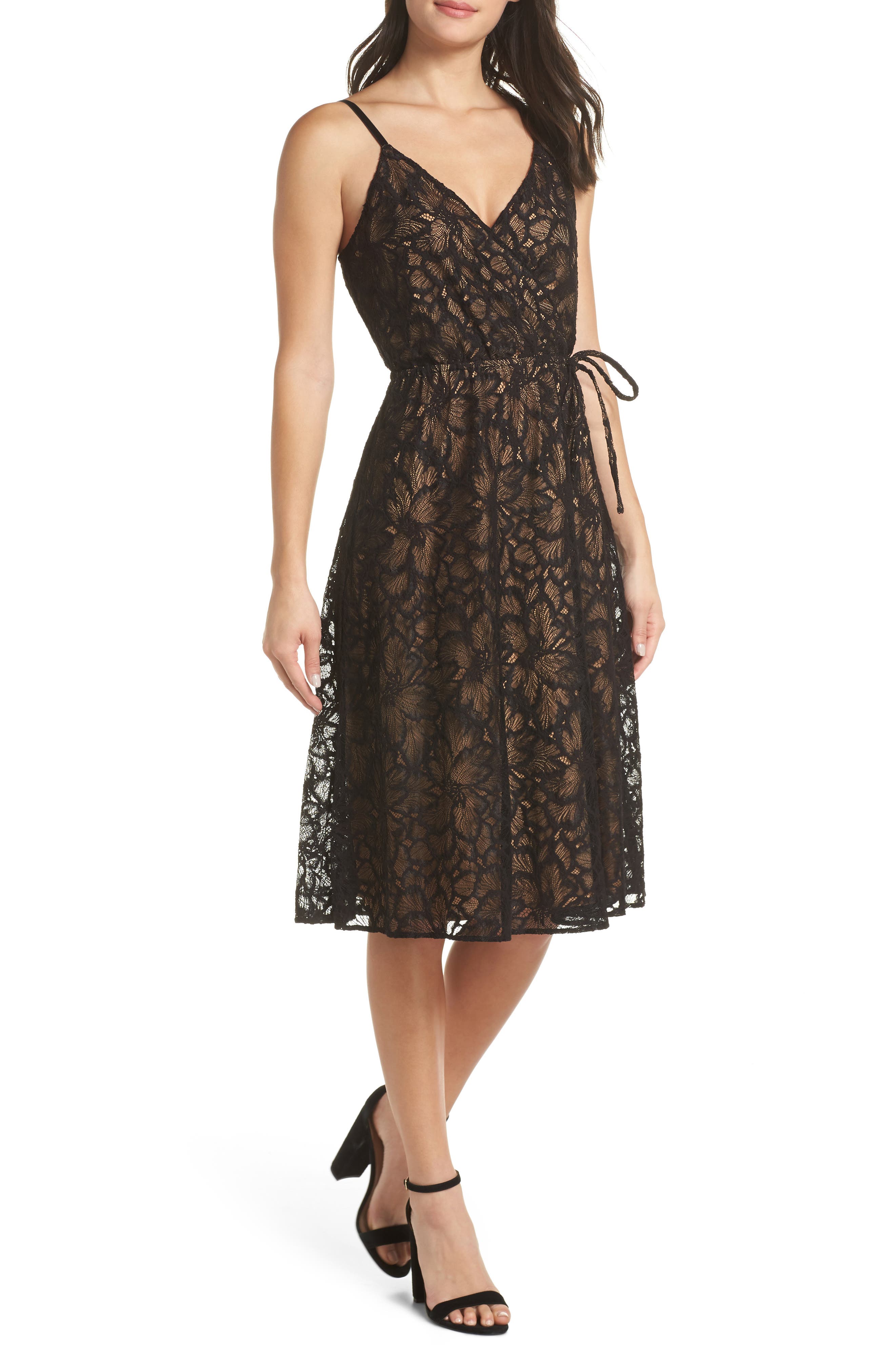 Ali & Jay Cheek To Cheek Lace Midi Dress, Black