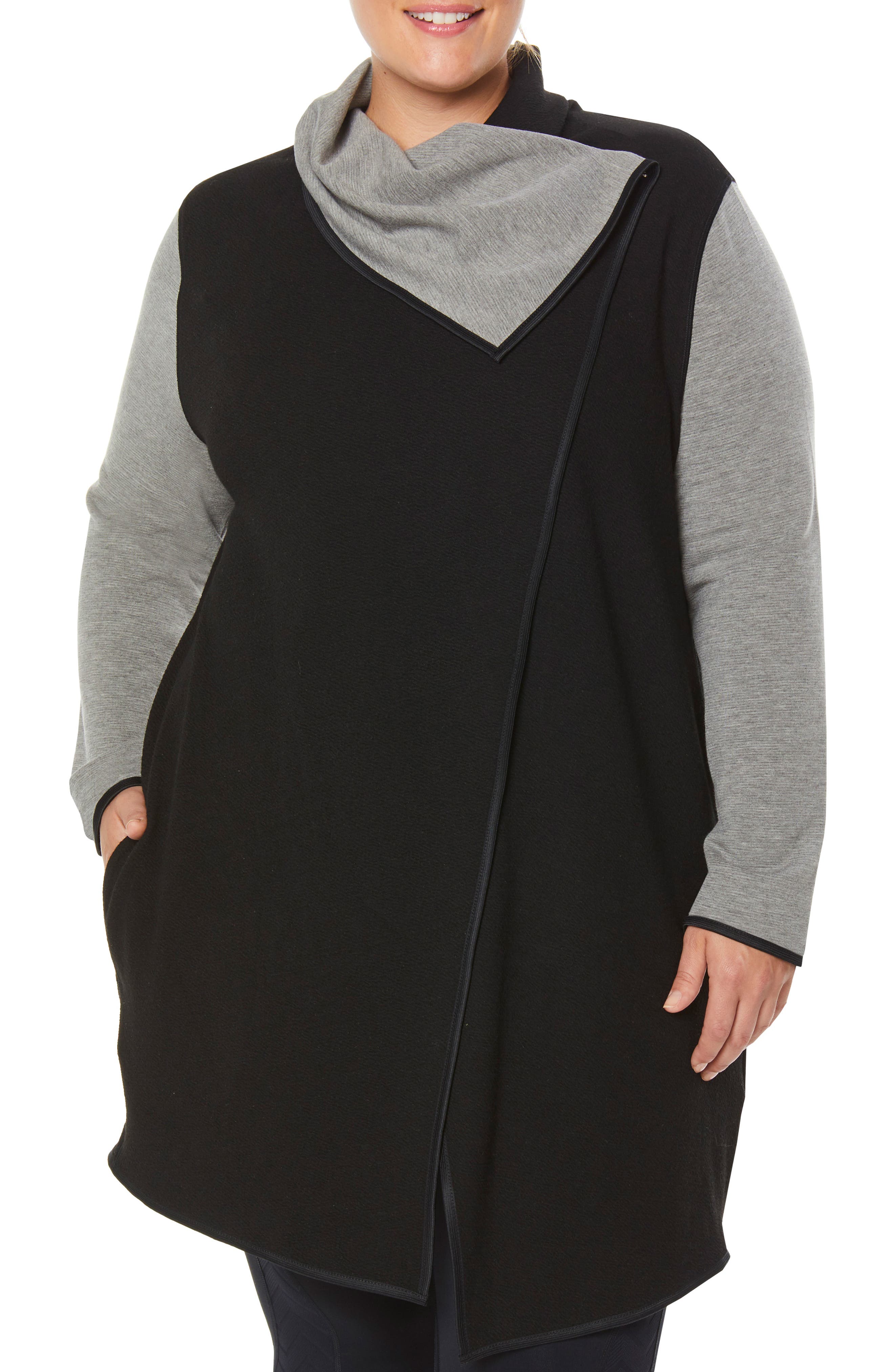 Plus Size Shape Activewear Incognito Waterfall Wrap, Black