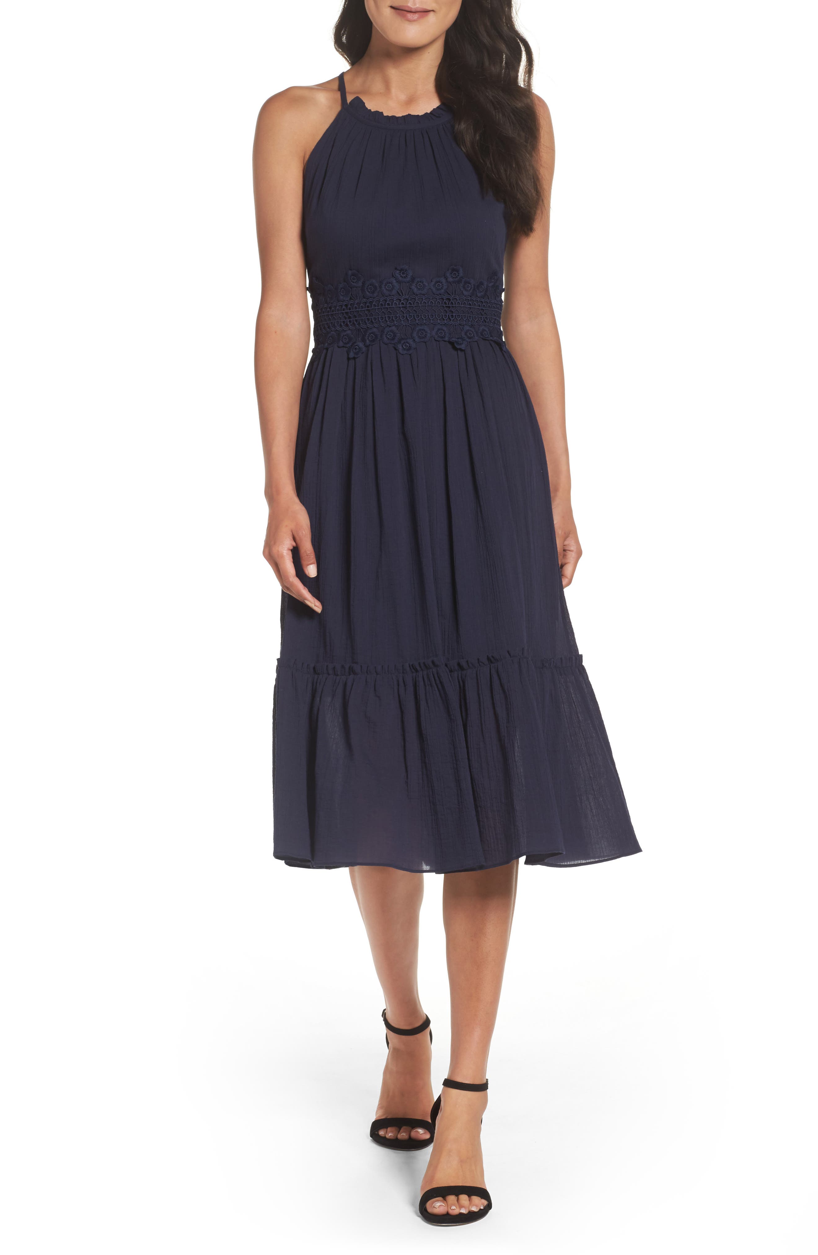 Eliza J Halter Midi Sundress, Blue