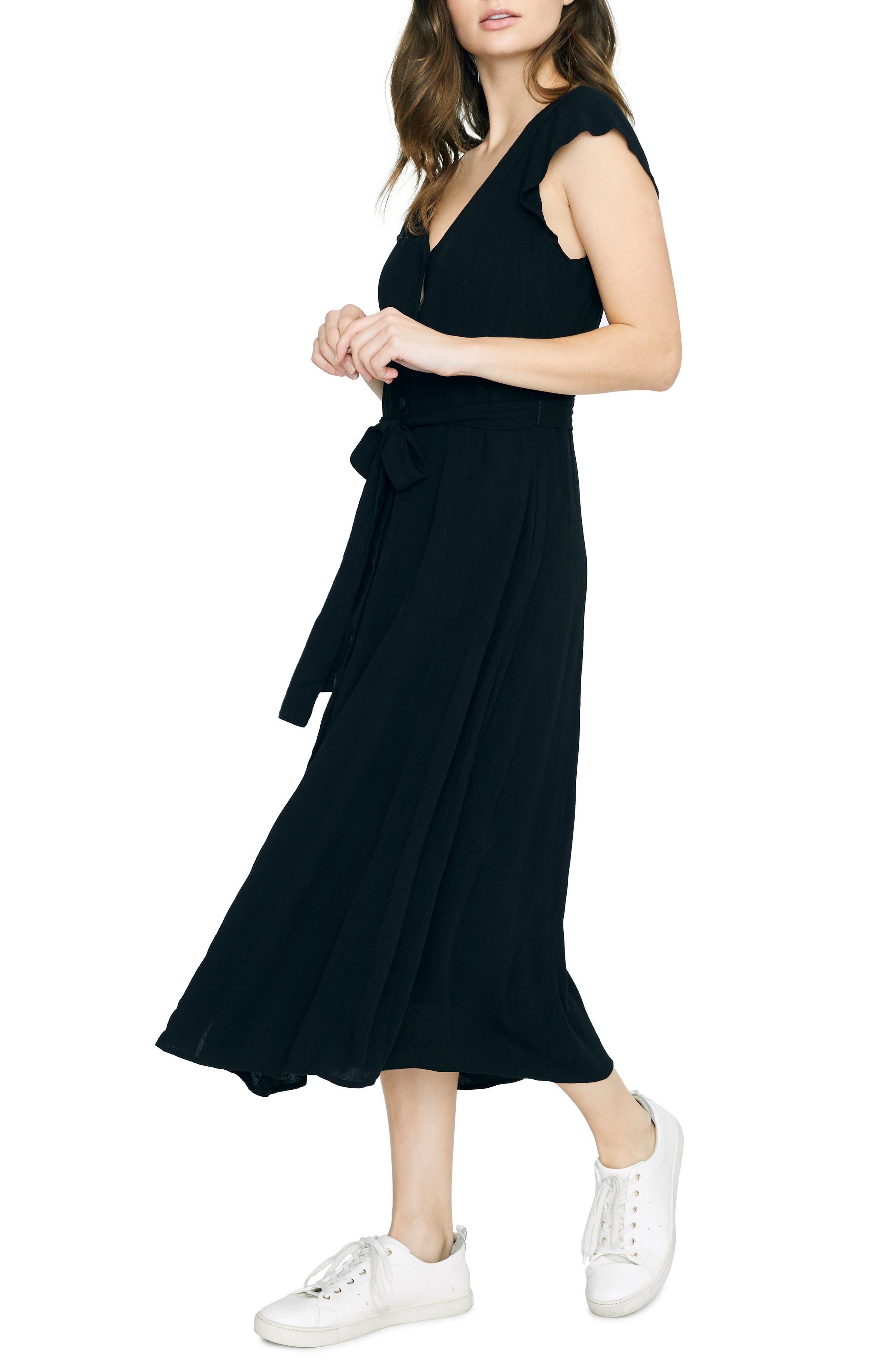 Sanctuary Eden Front Button Midi Dress, Black