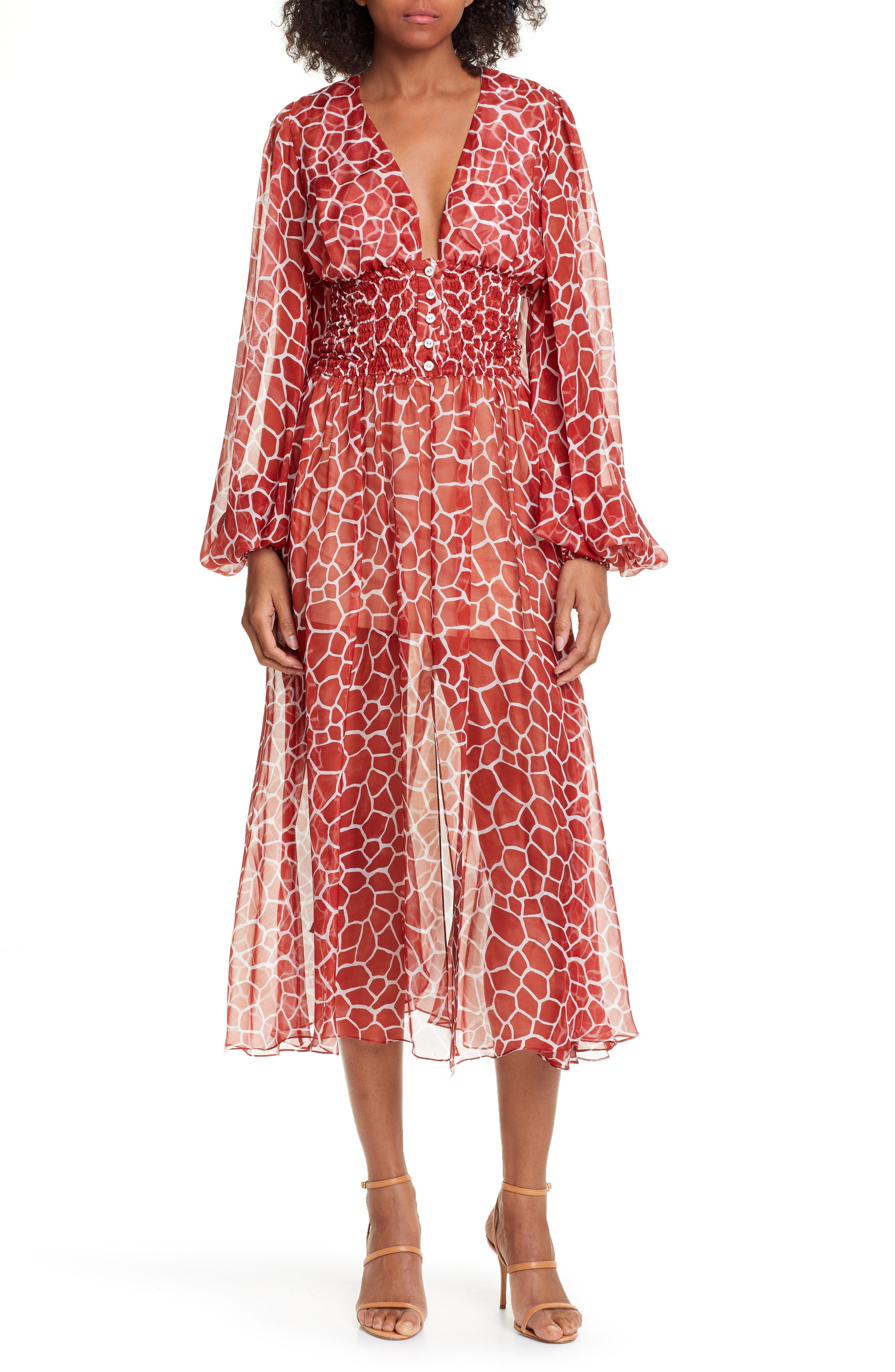 Caroline Constas Syros Silk Dress, Orange