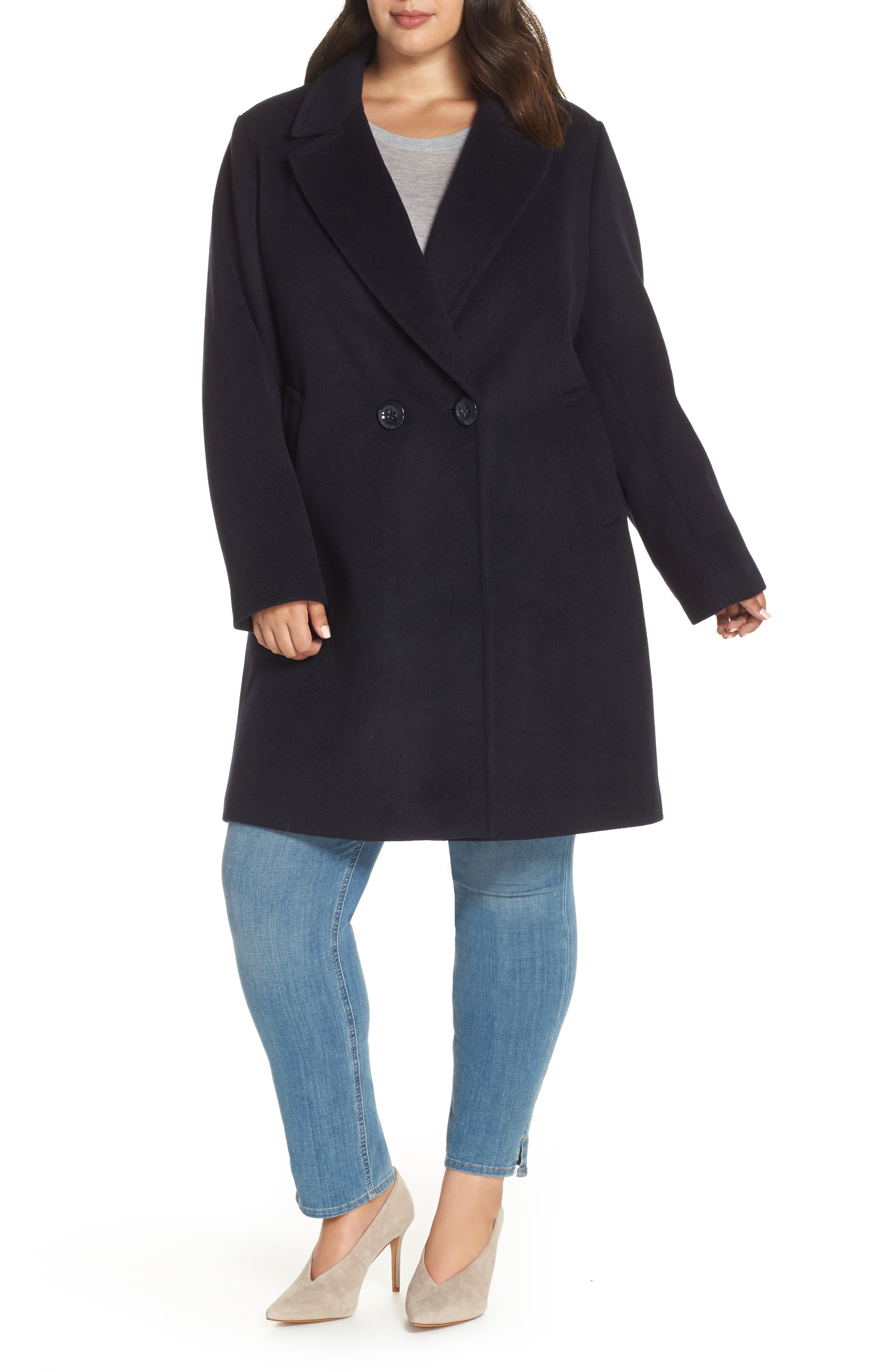 Plus Size Rachel Rachel Roy Wool Blend Notch Collar Coat