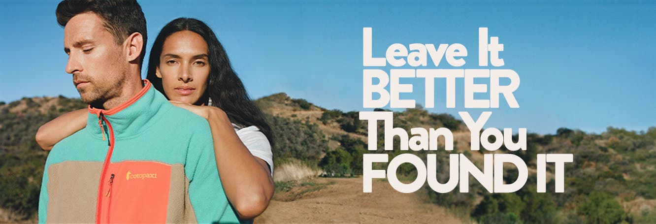 Leave it better than you found it: a man and woman outdoors in activewear.