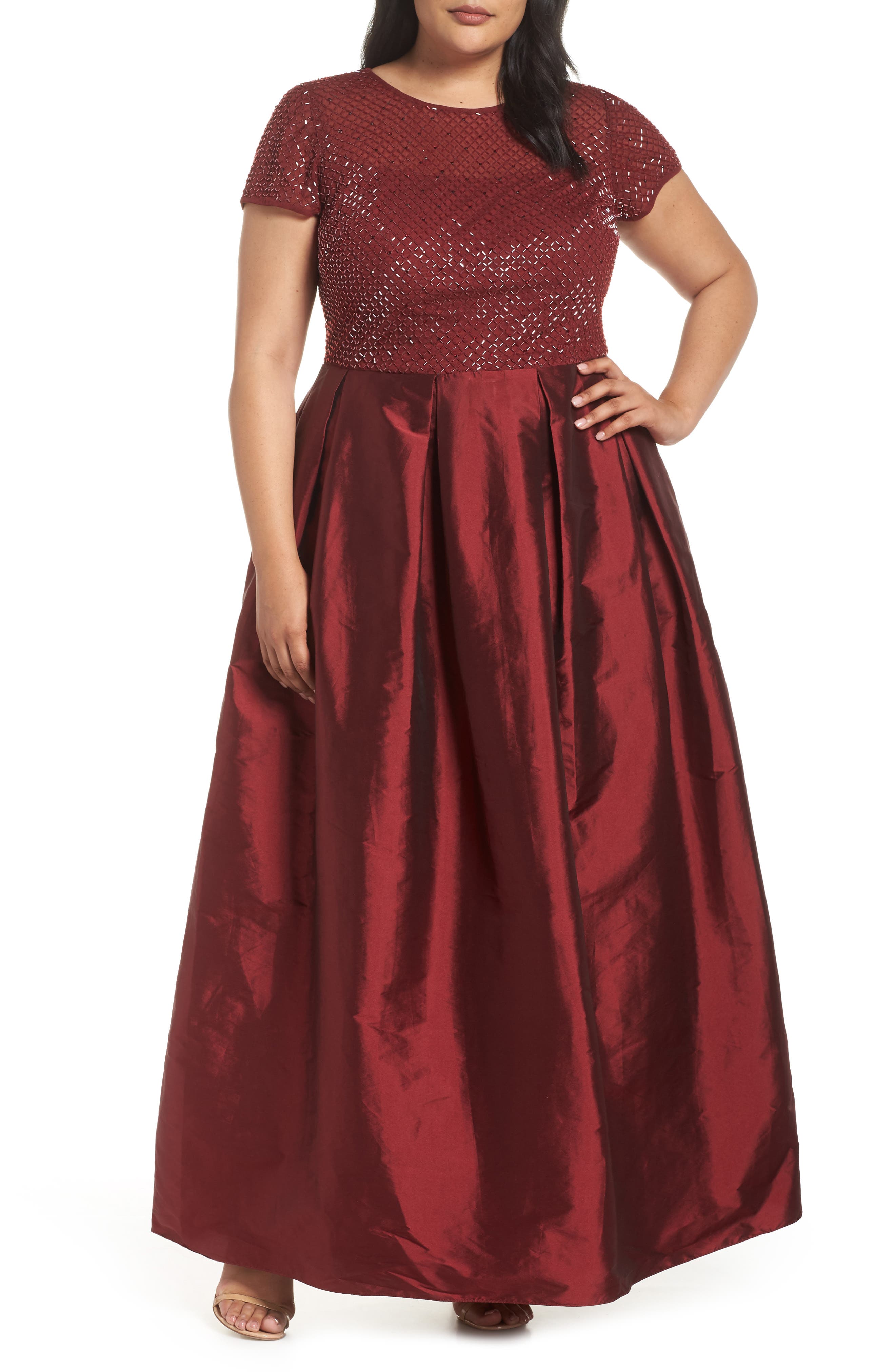 Plus Size Adrianna Papell Beaded Gown, Red