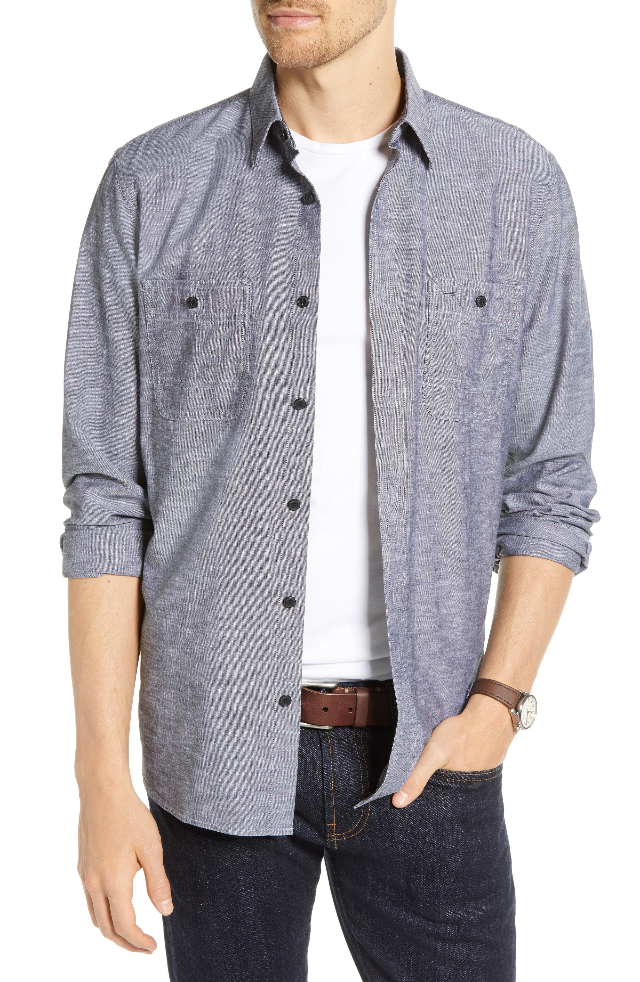 1901 Workwear Chambray Sport Shirt, Black