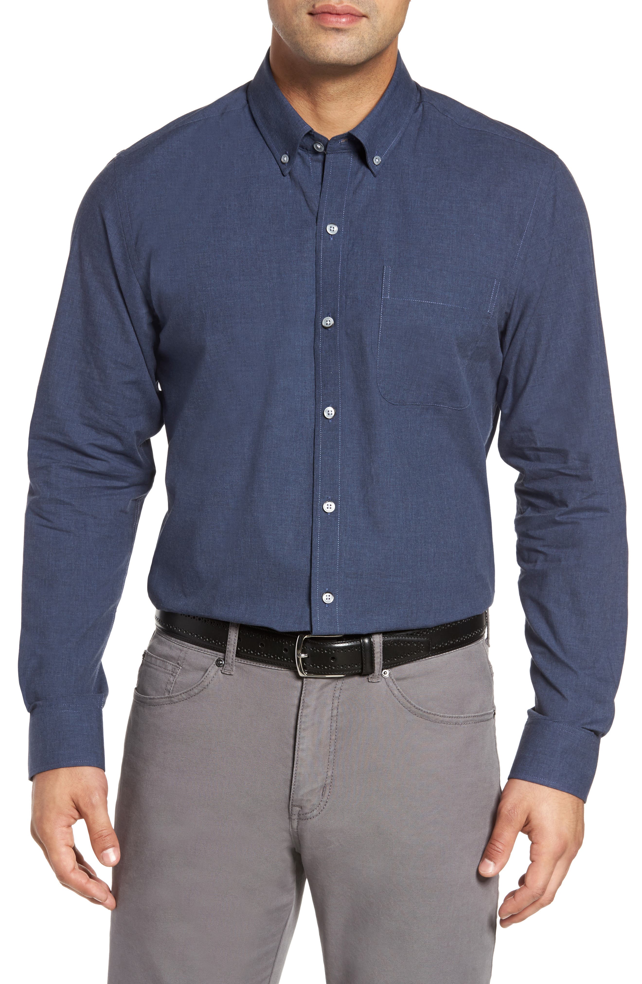 Cutter & Buck Heather Non-Iron Sport Shirt, Blue