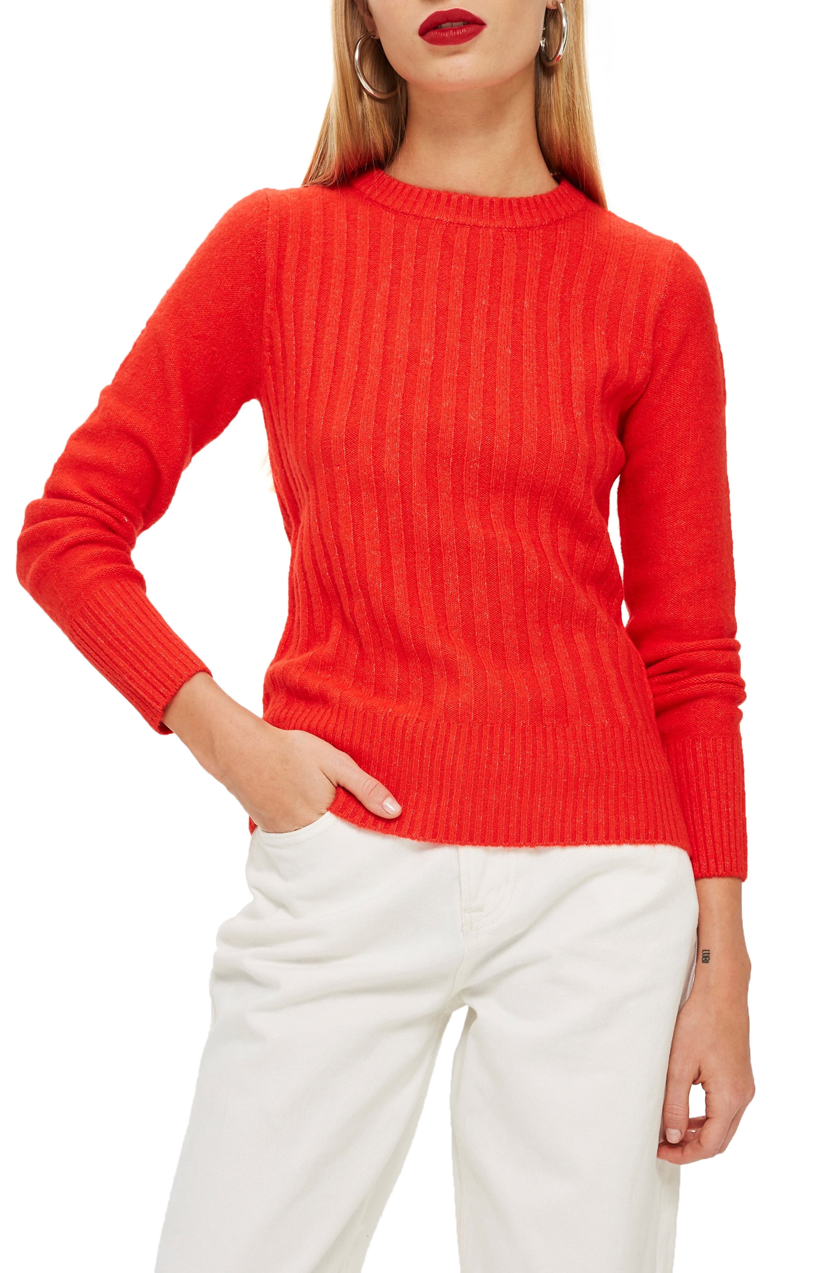 Topshop Rib Sweater, US (fits like 0) - Red