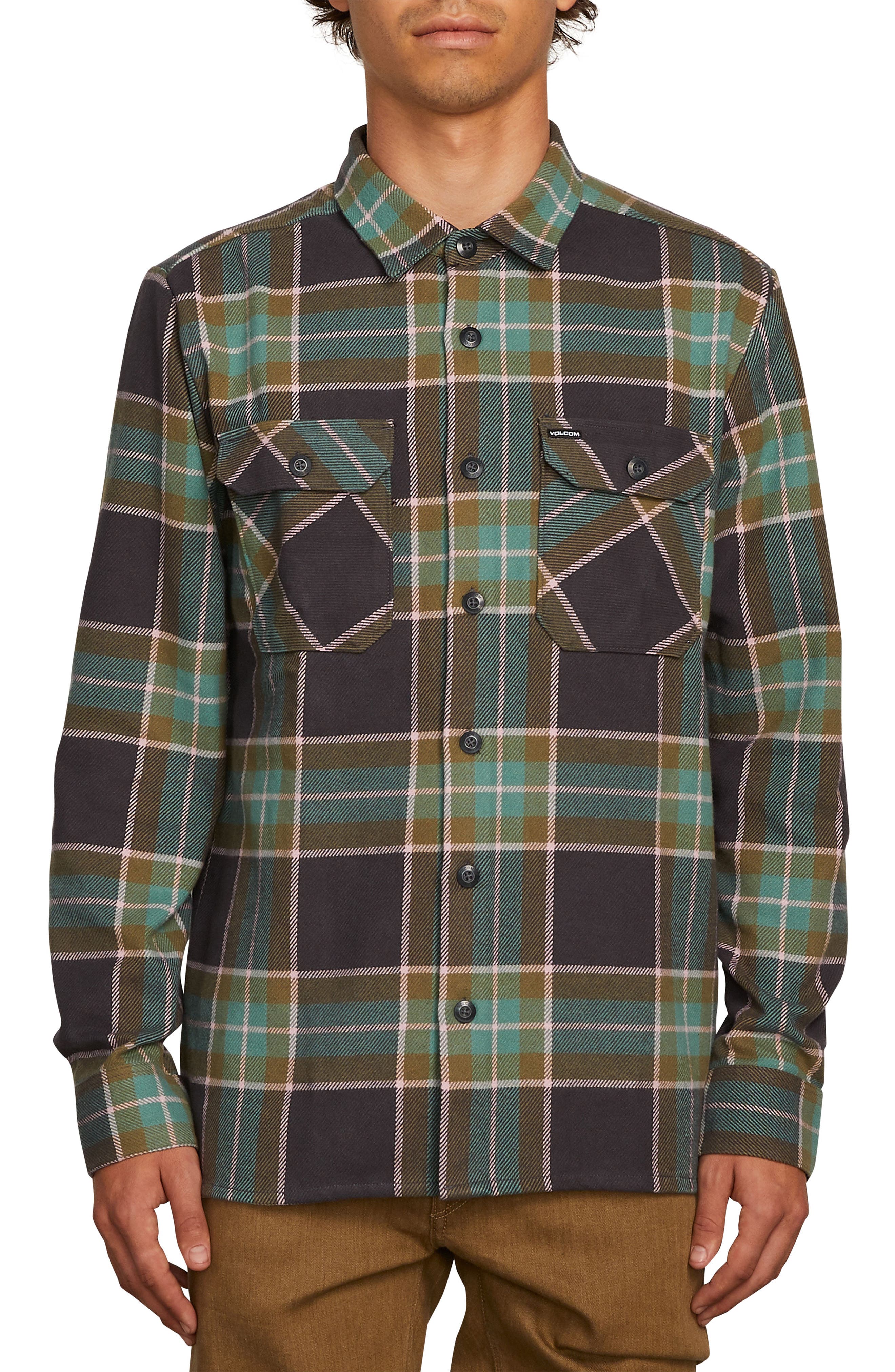 Volcom Randower Heavyweight Flannel Shirt, Green