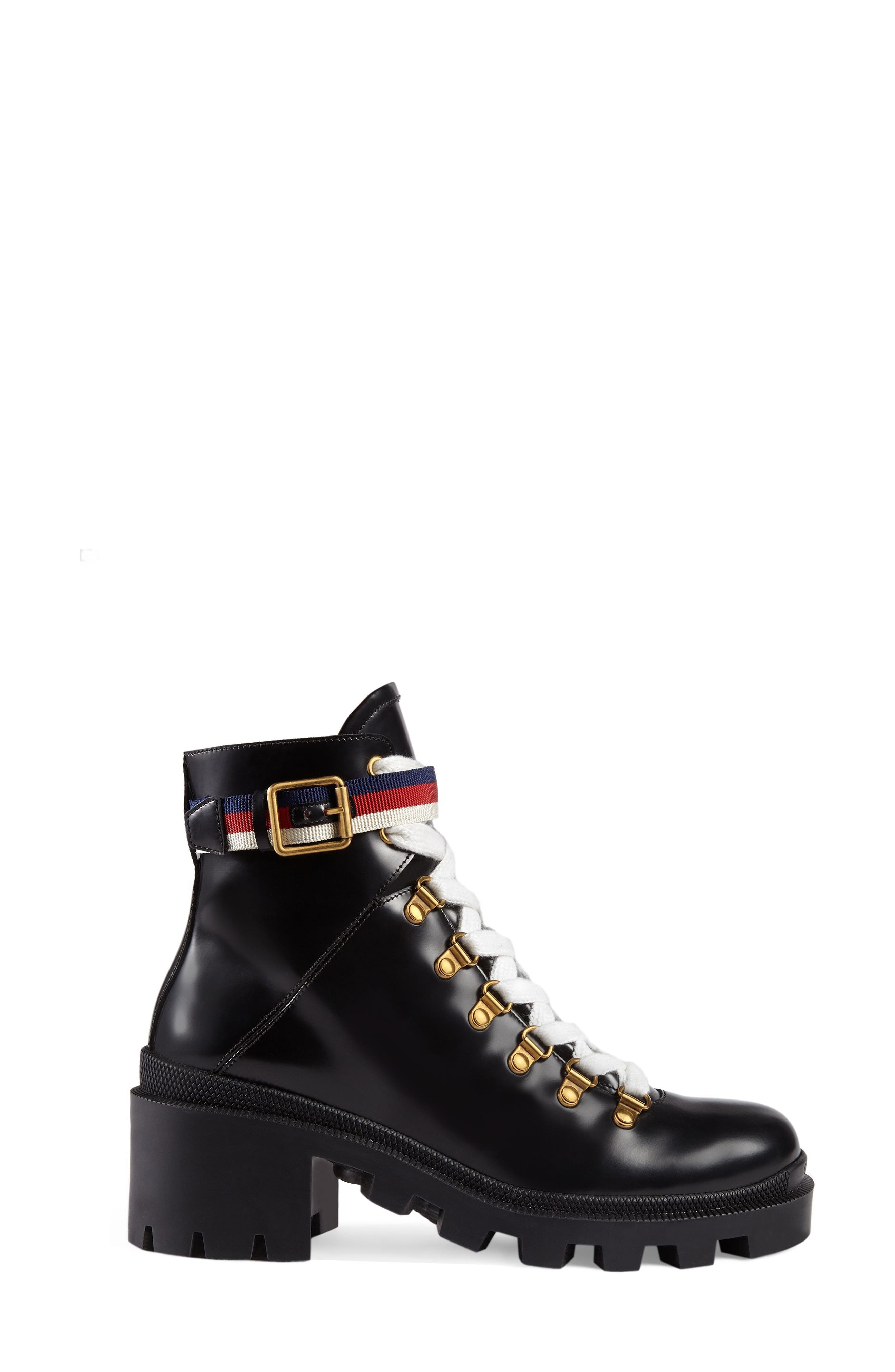 Gucci Trip Lug Sole Combat Boot, Black