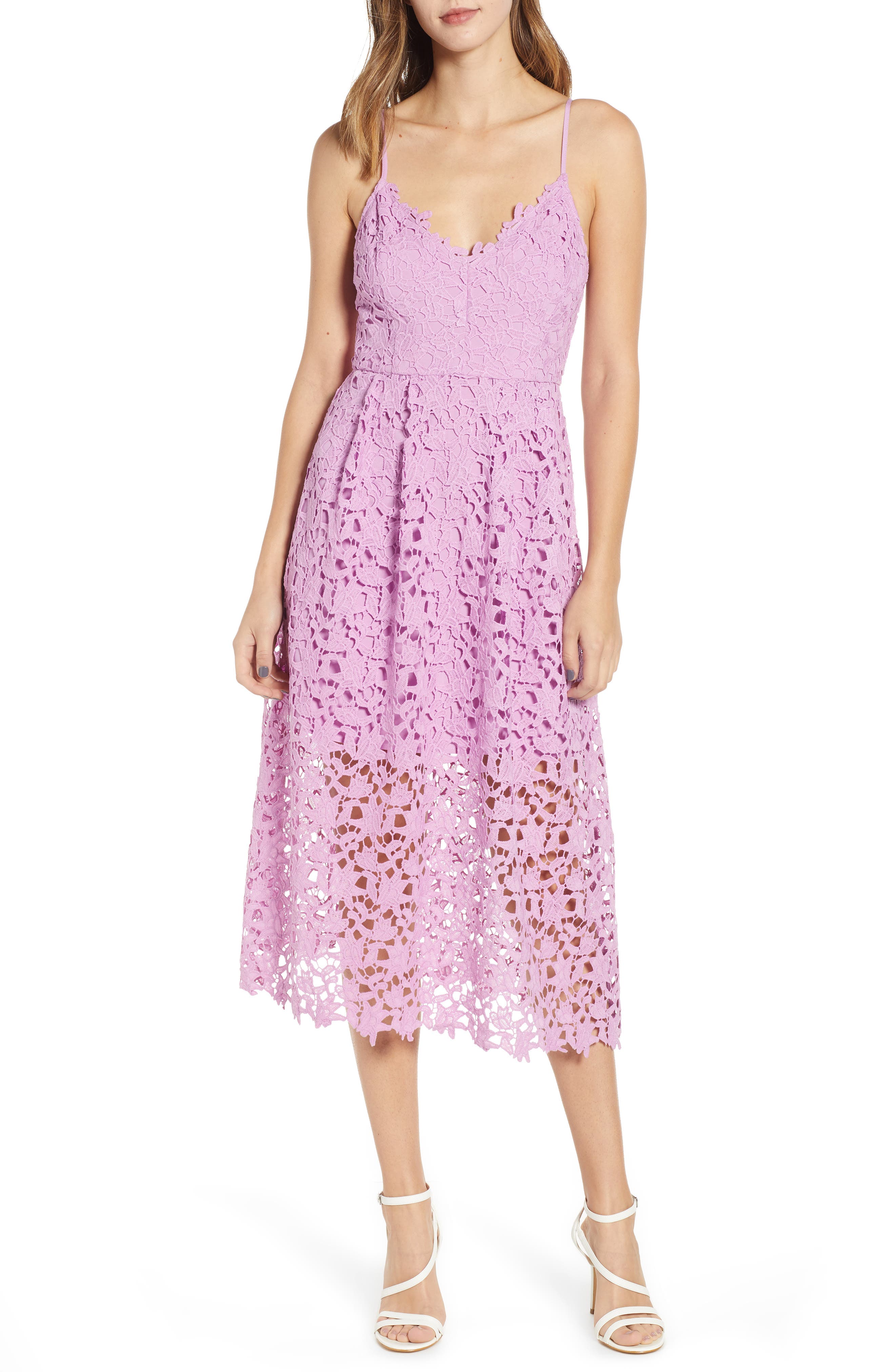 Astr The Label Lace Midi Dress, Purple